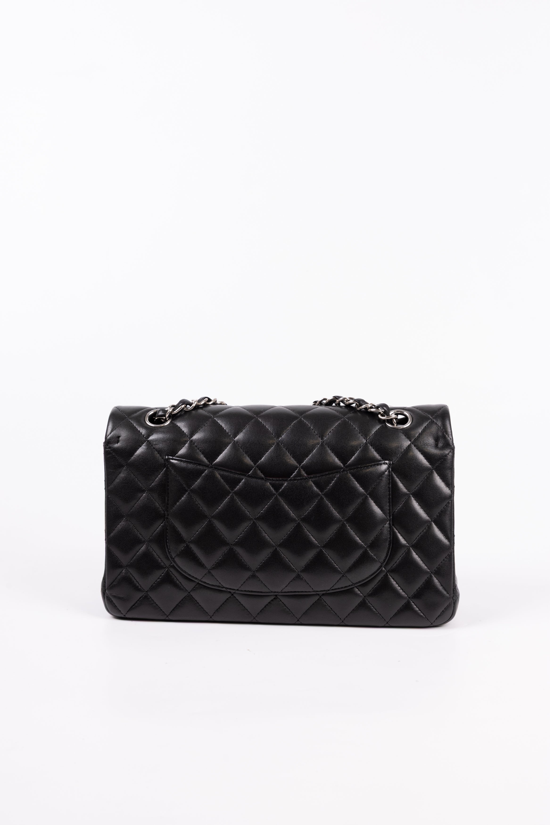 Chanel 25 classic double flap nera/argento lambskin