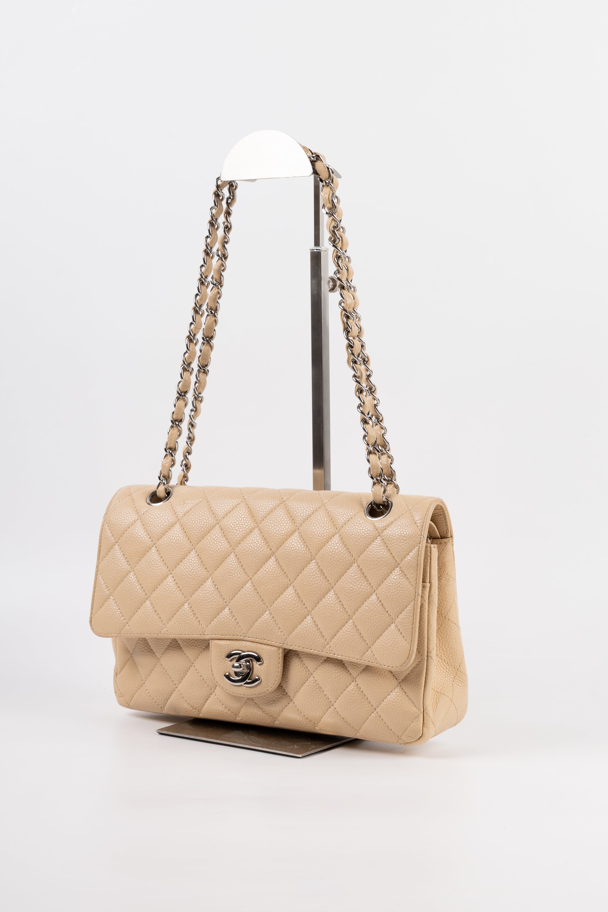 Chanel Classica Timeless Double Flap Beige/Argento