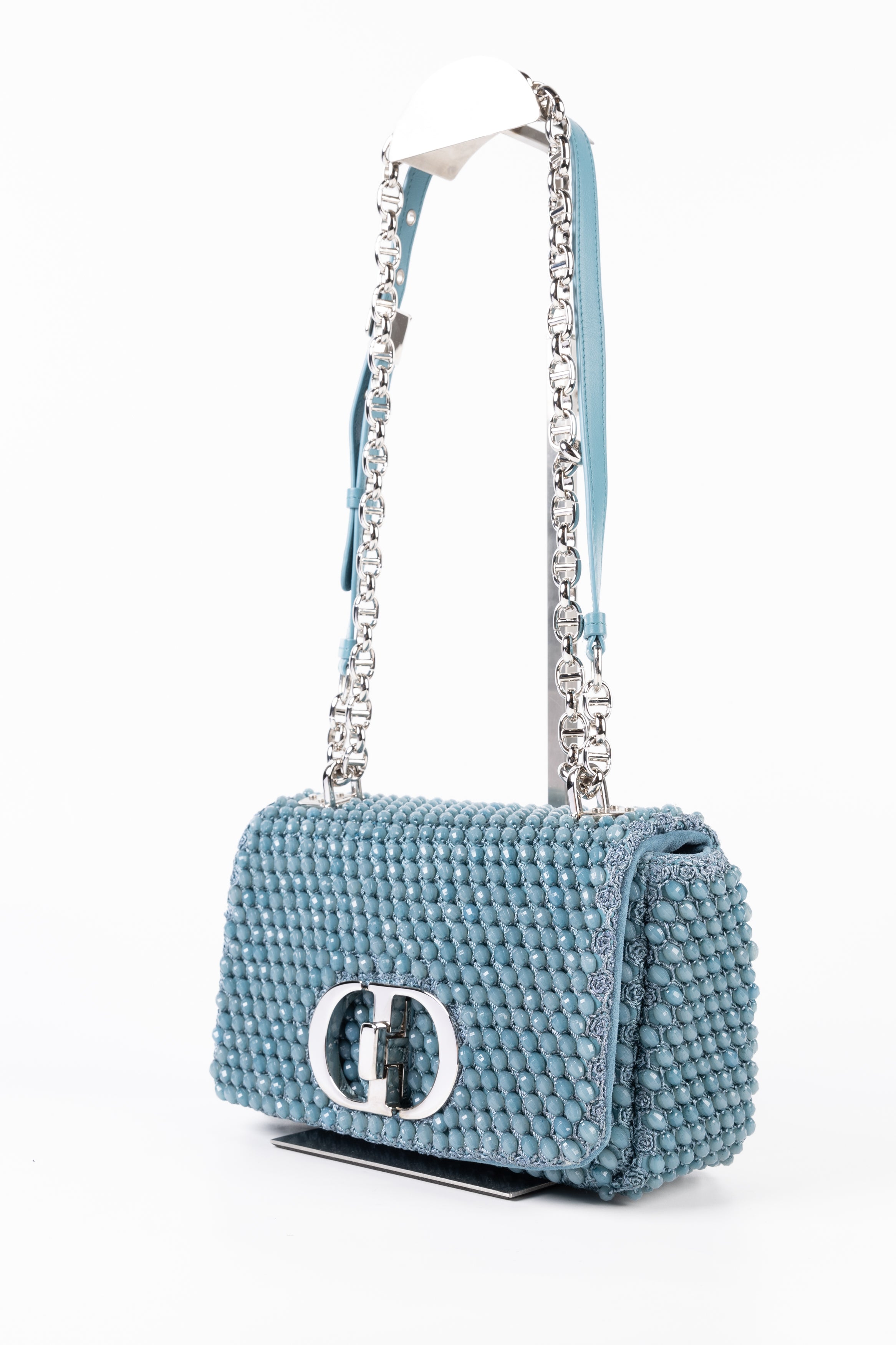 Dior Borsa a Tracolla Caro Con Perline Azzurra