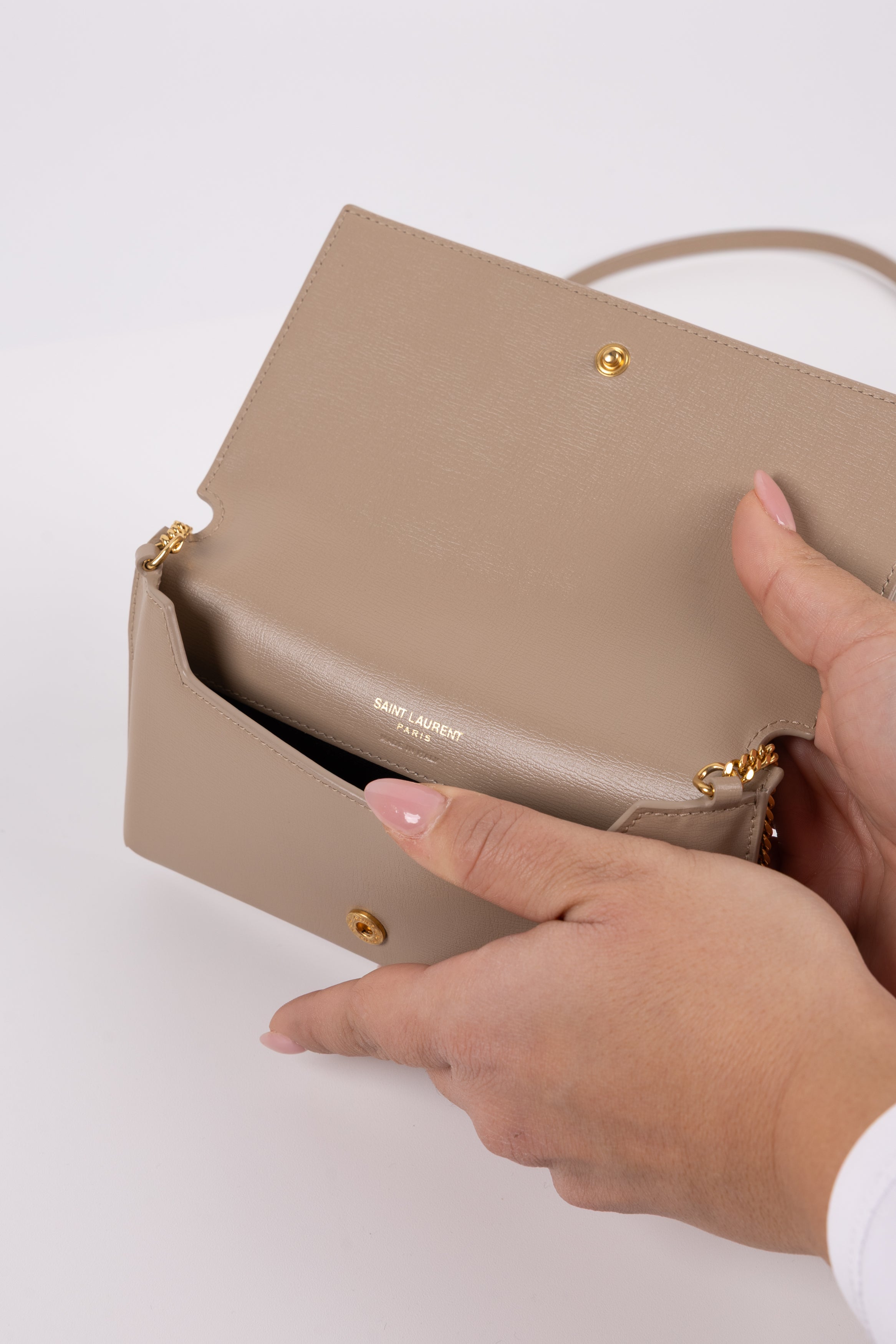 Porta Cellulare Saint Laurent Cassandre Beige