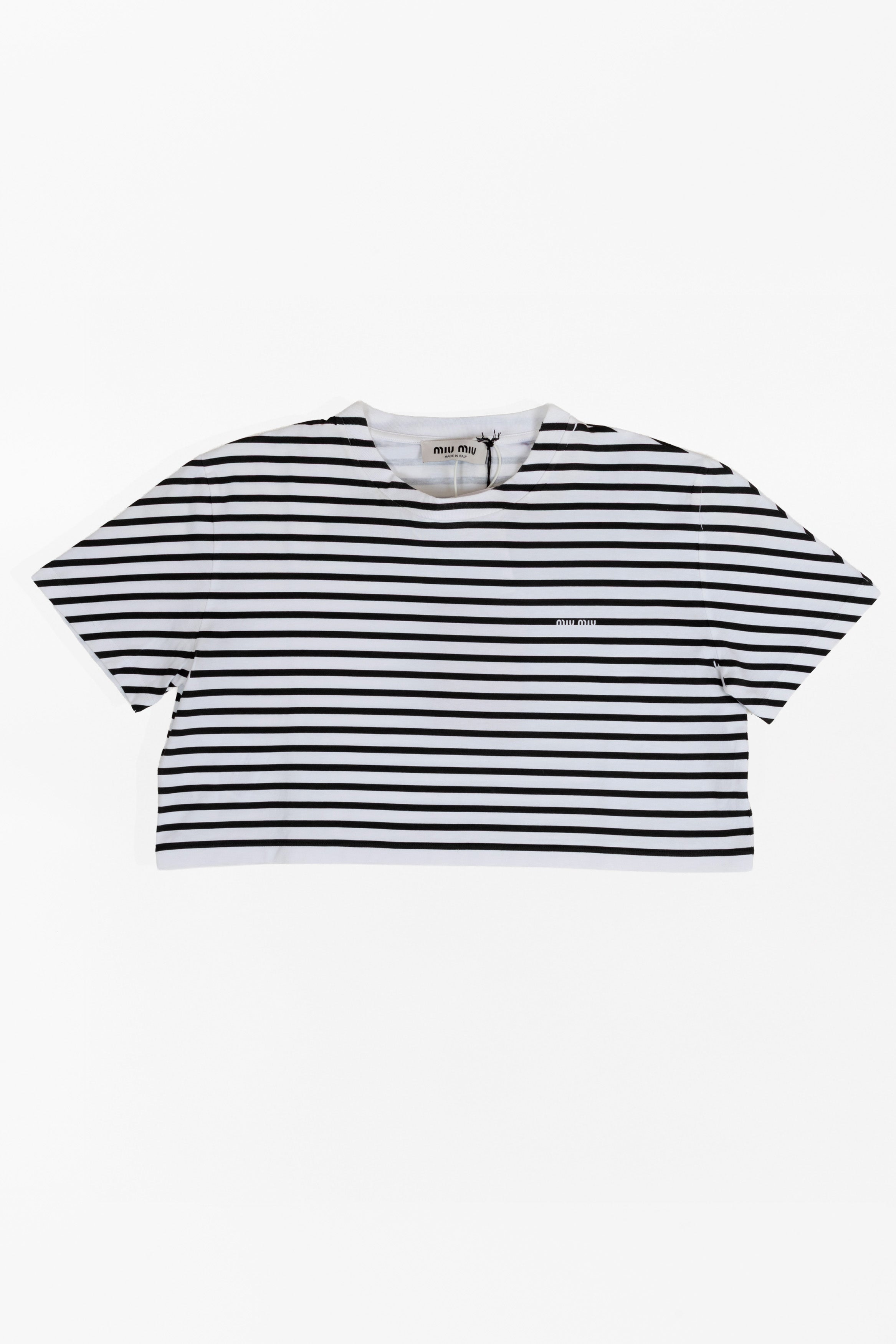 T-SHIRT MIU MIU A RIGHE CROP