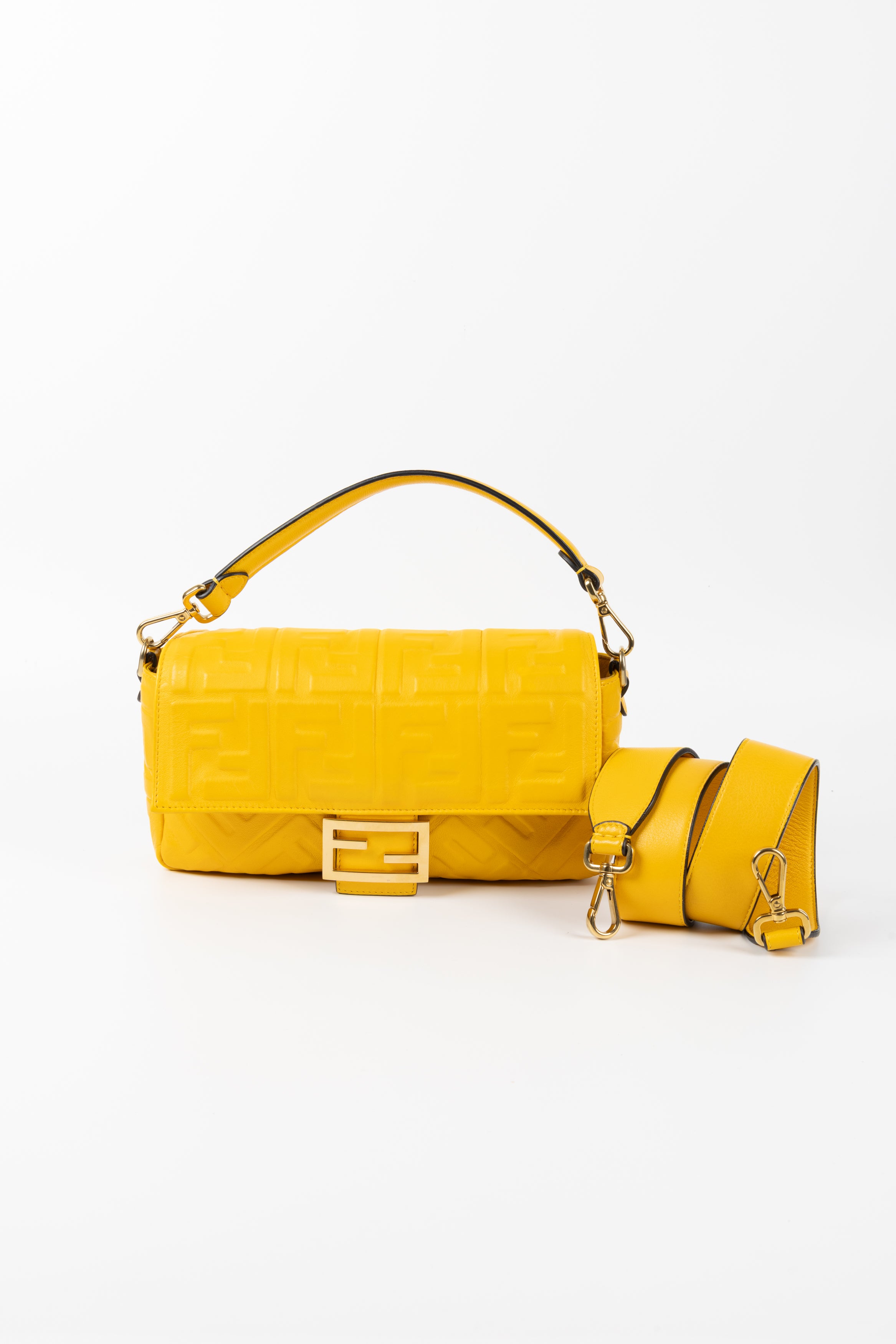 FENDI BAGUETTE MEDIA GIALLA FF