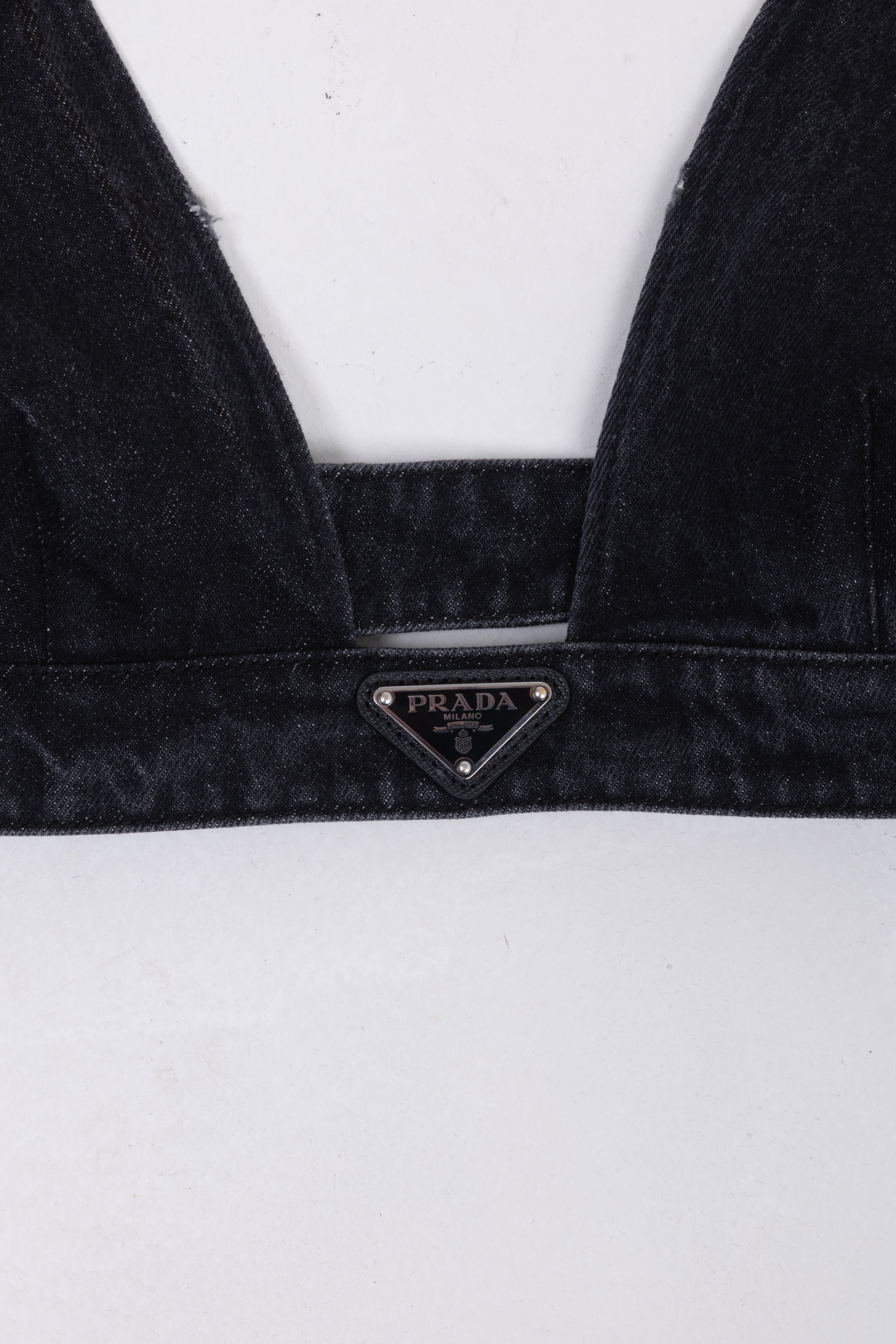 PRADA TOP BRALETTE IN JEANS NERO