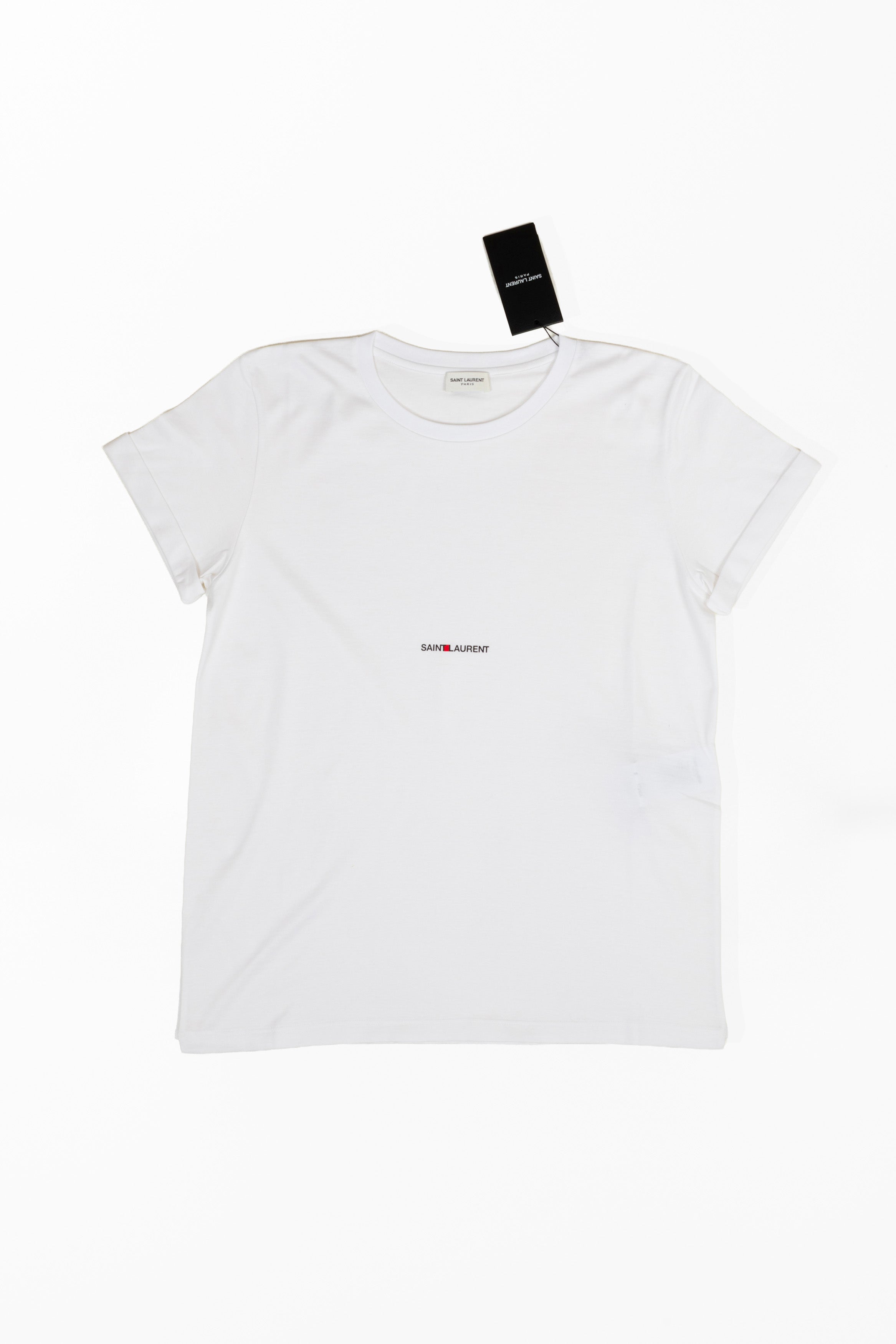 SAINT LAURENT T-SHIRT LOGO BIANCA M