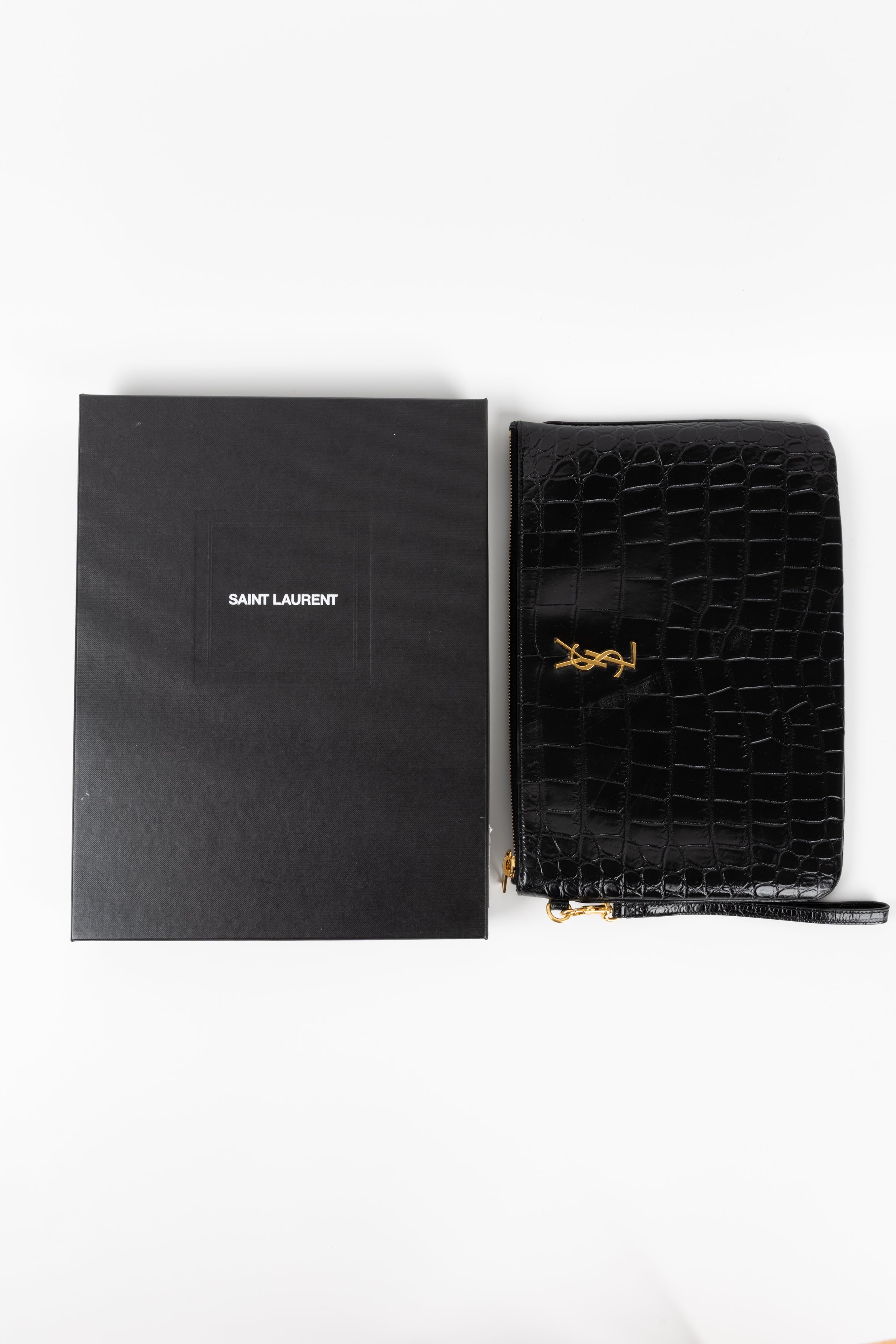SAINT LAURENT POCHETTE NERA IN COCCO