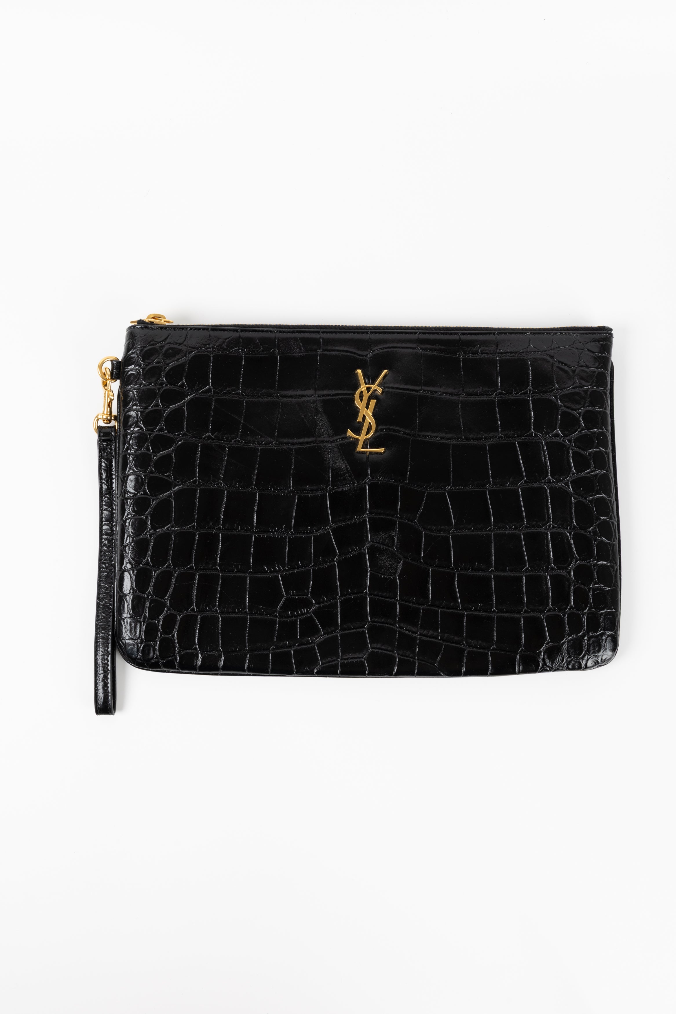 SAINT LAURENT POCHETTE NERA IN COCCO
