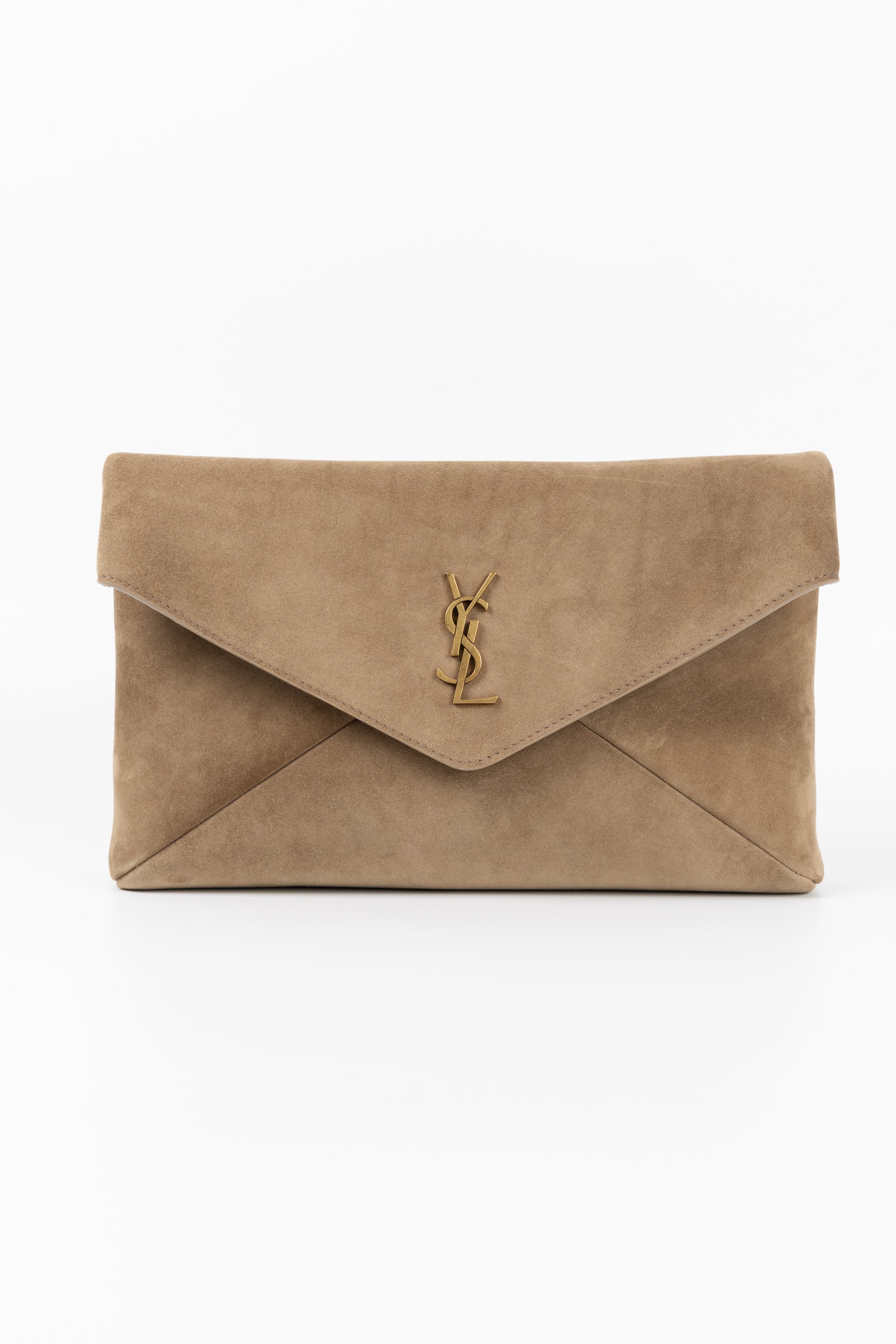SAINT LAURENT ENEVELOPE POUCH IN SUEDE FANGO