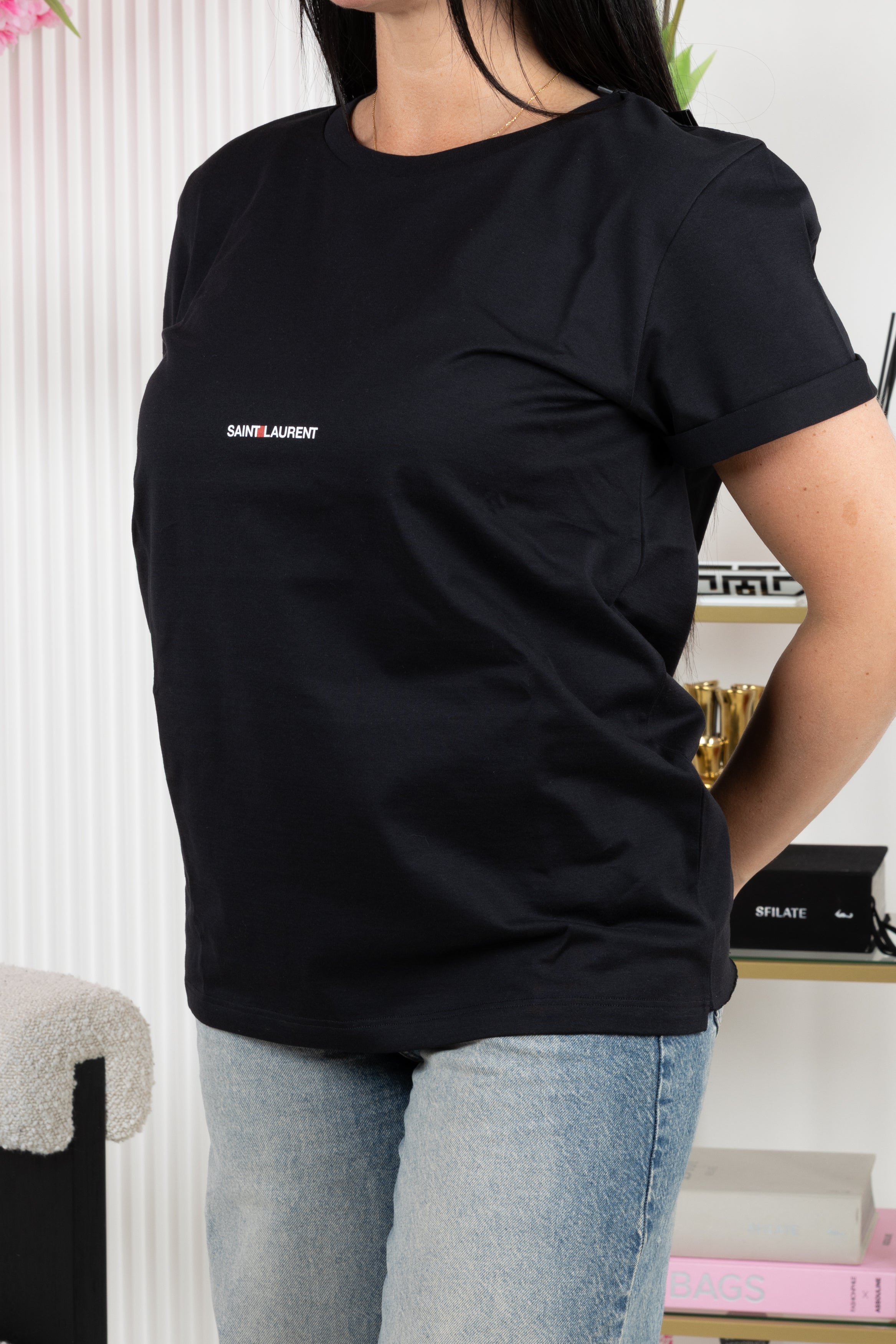 SAINT LAURENT T-SHIRT LOGO NERA S