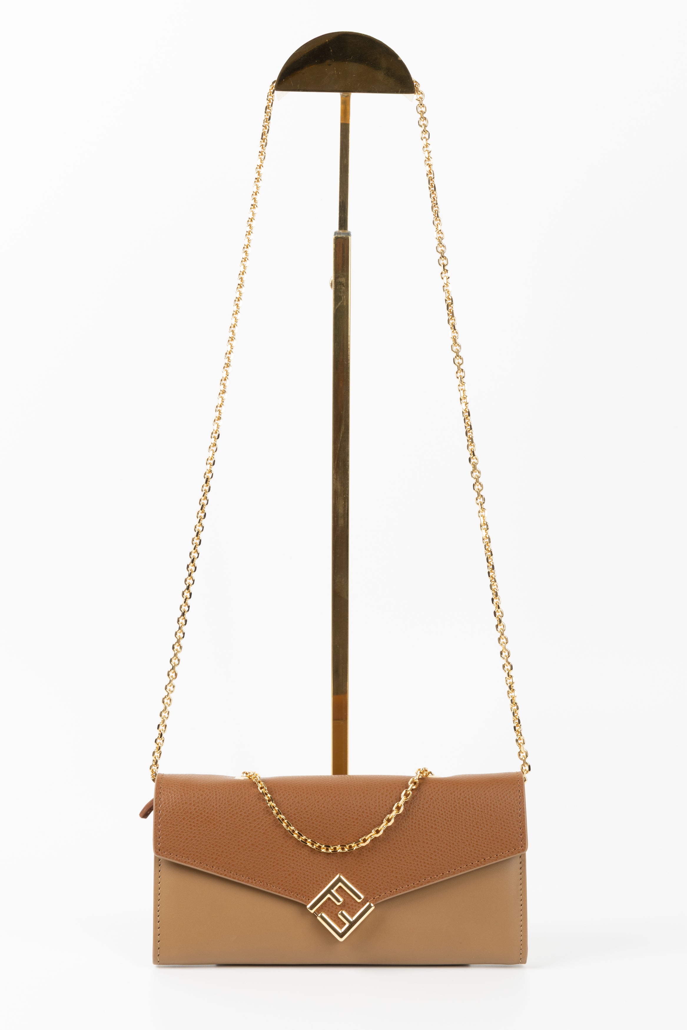FENDI CONTINENTAL WITH CHAIN MARRONE