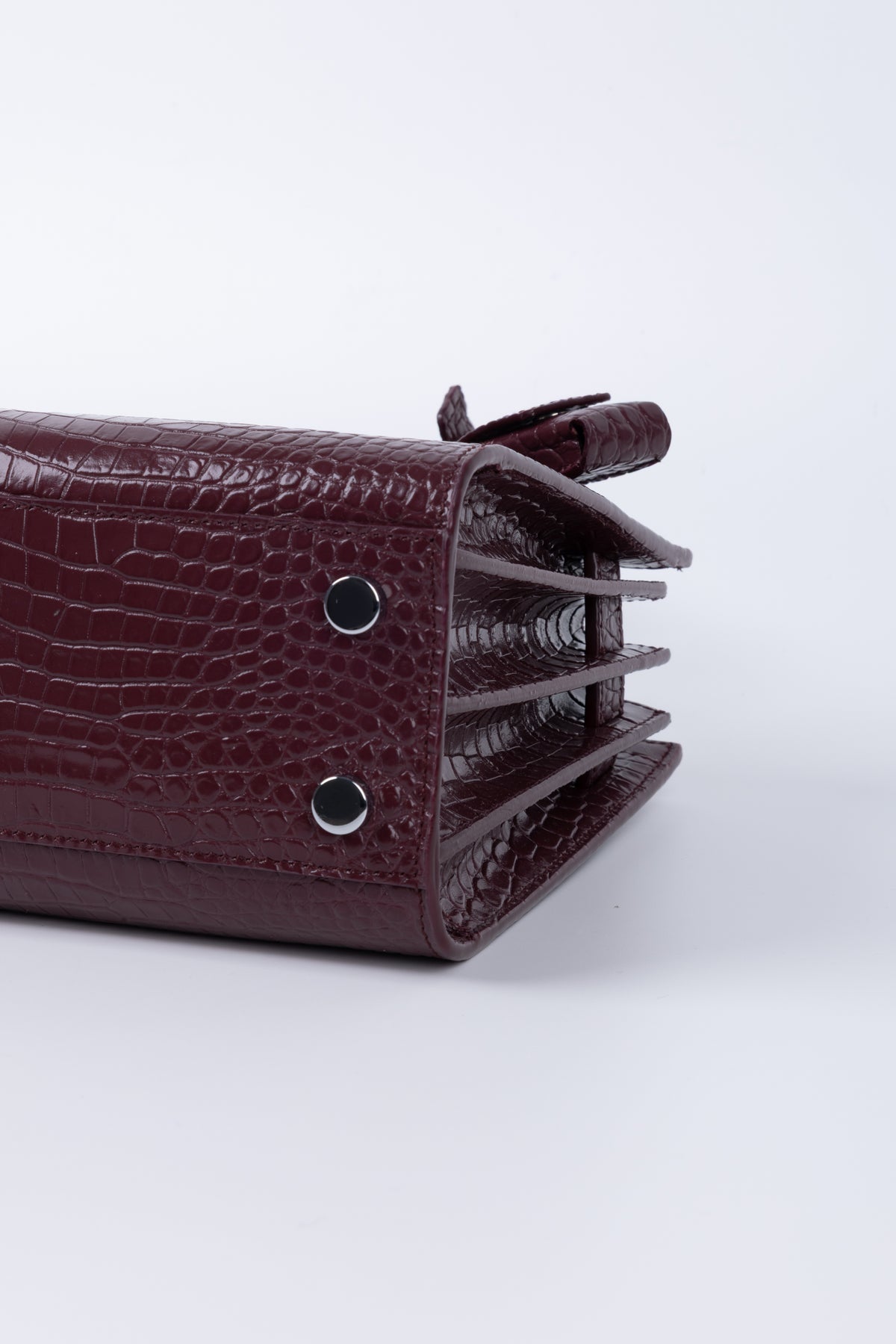 SAINT LAURENT SAC DE JOUR NANO BORDEAUX COCCO