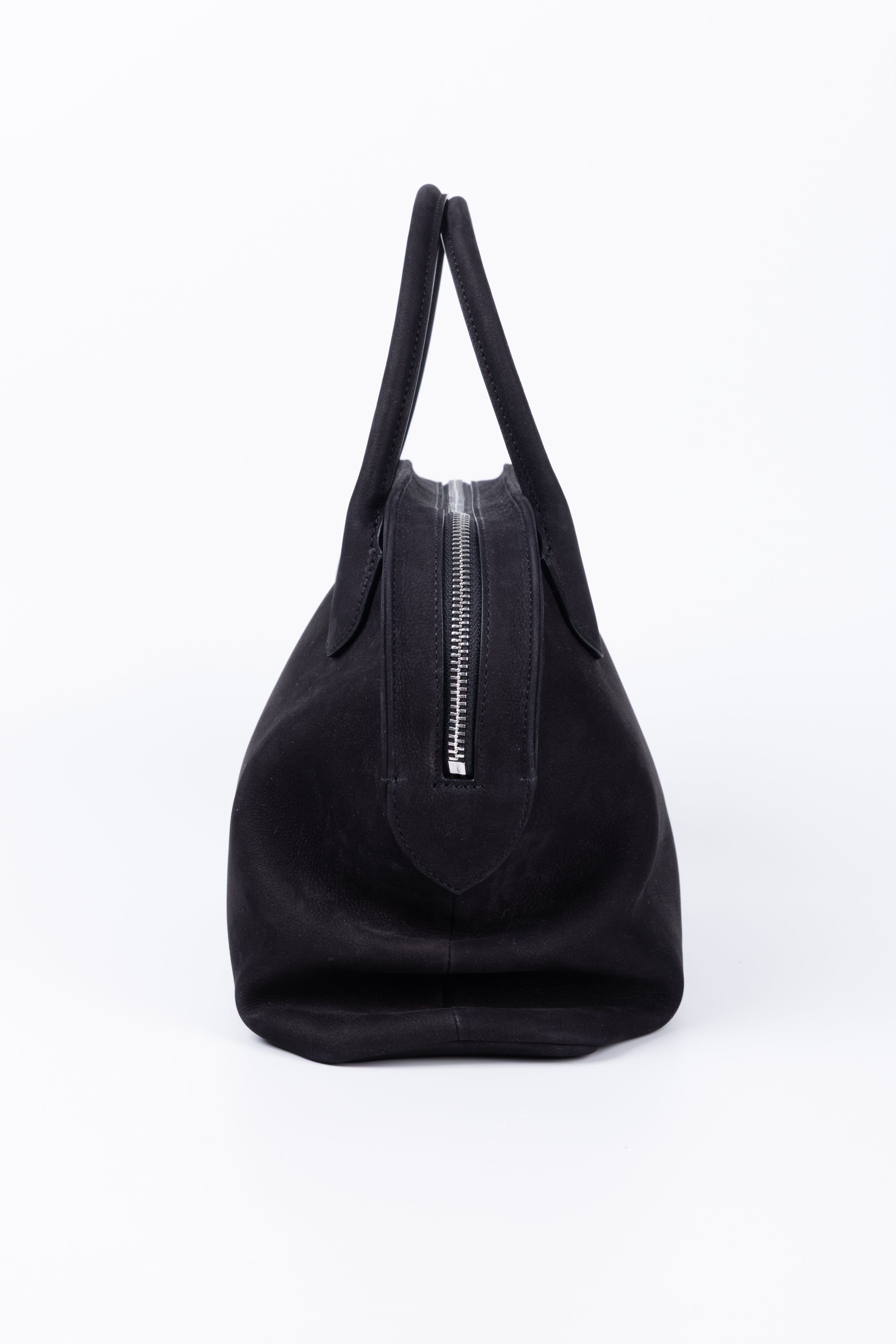 THE ROW BORSA AGNES 12 MEDIUM IN CAMOSCIO NERO