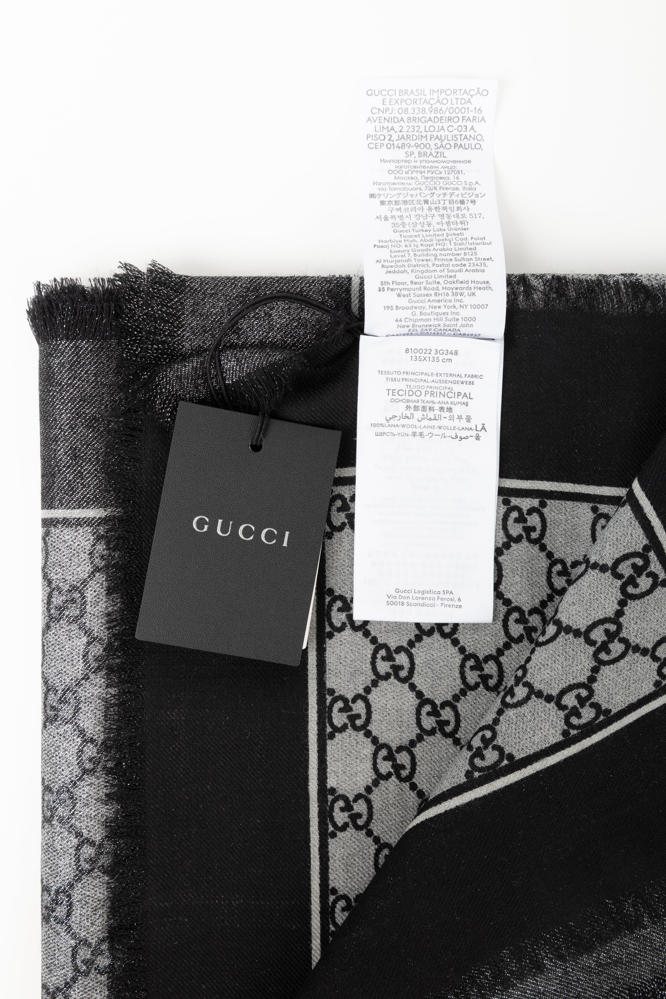 GUCCI STOLA SATINATA NERA/ARGENTO 21