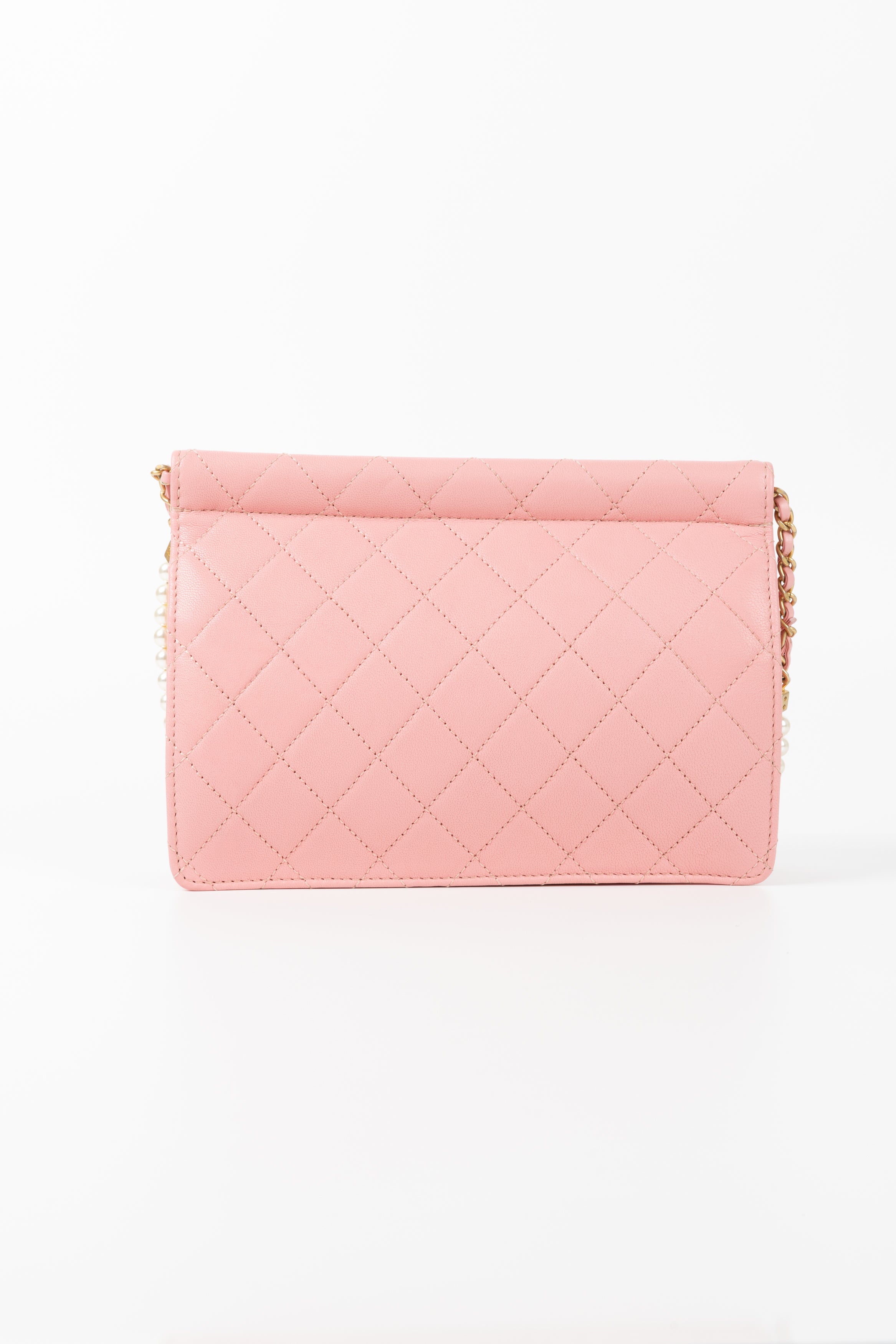 CHANEL PEARL CHAIN FLAP ROSA