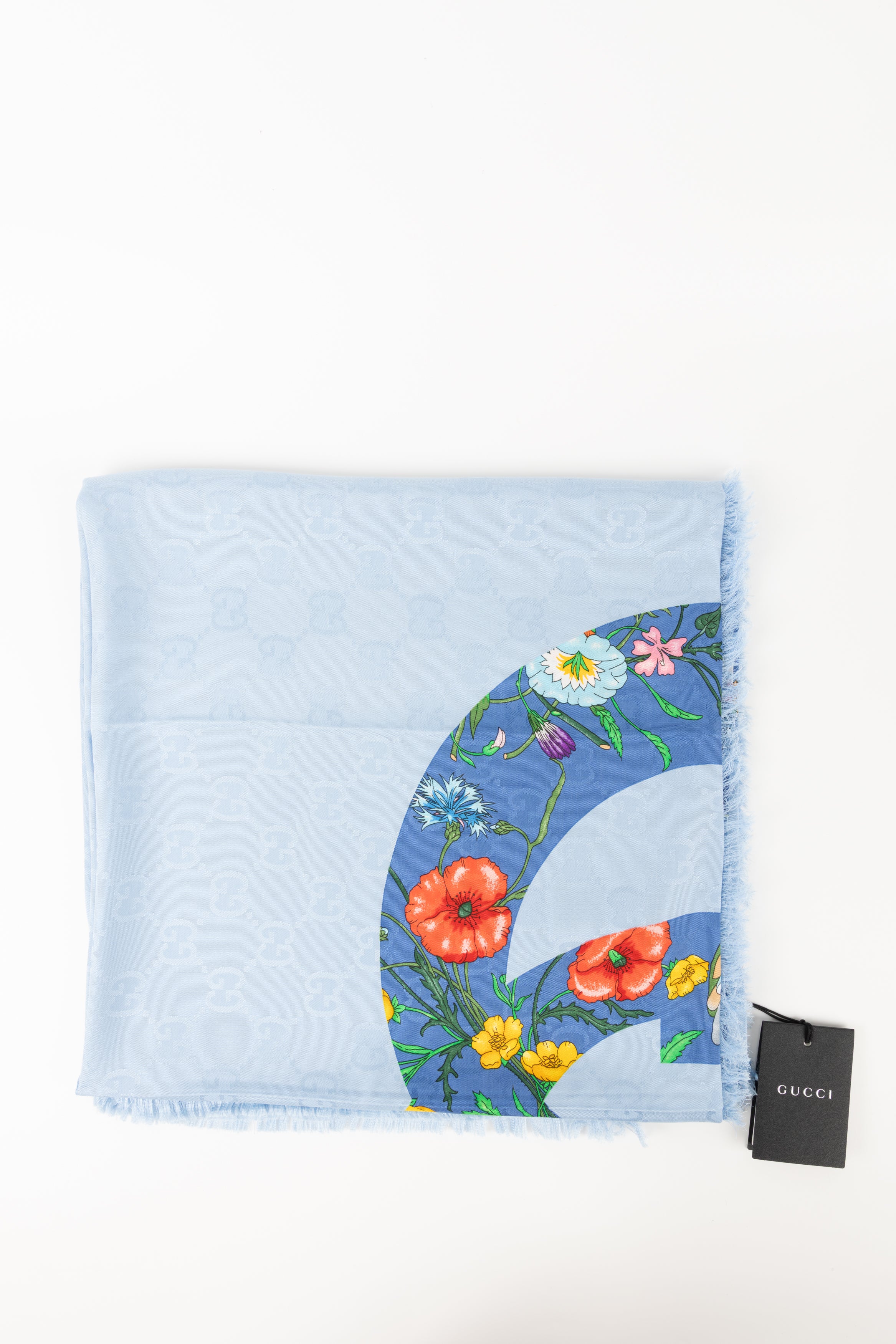 GUCCI STOLA AZZURRA FIORI 11
