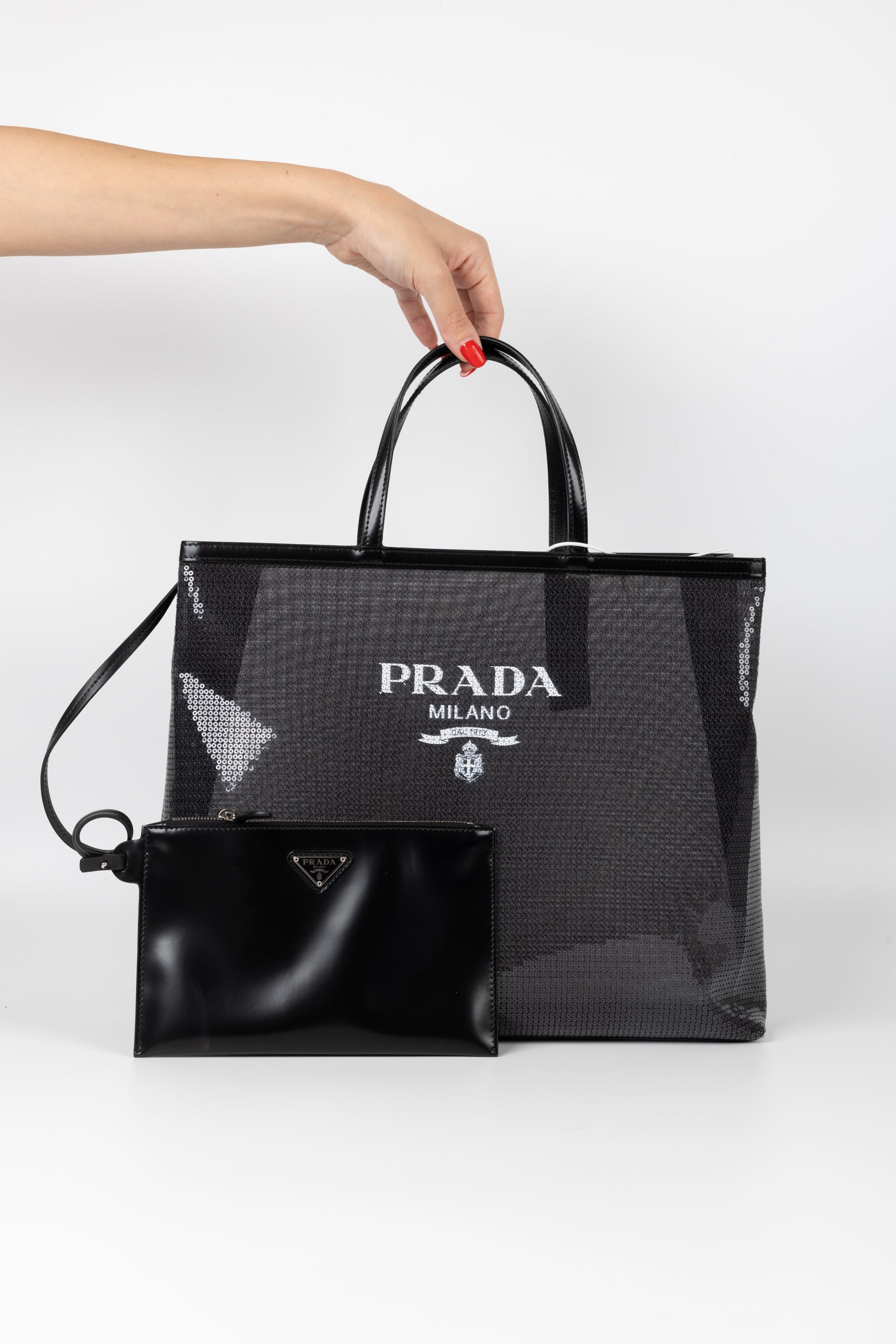 PRADA TOTE BAG PAILLETS NERA