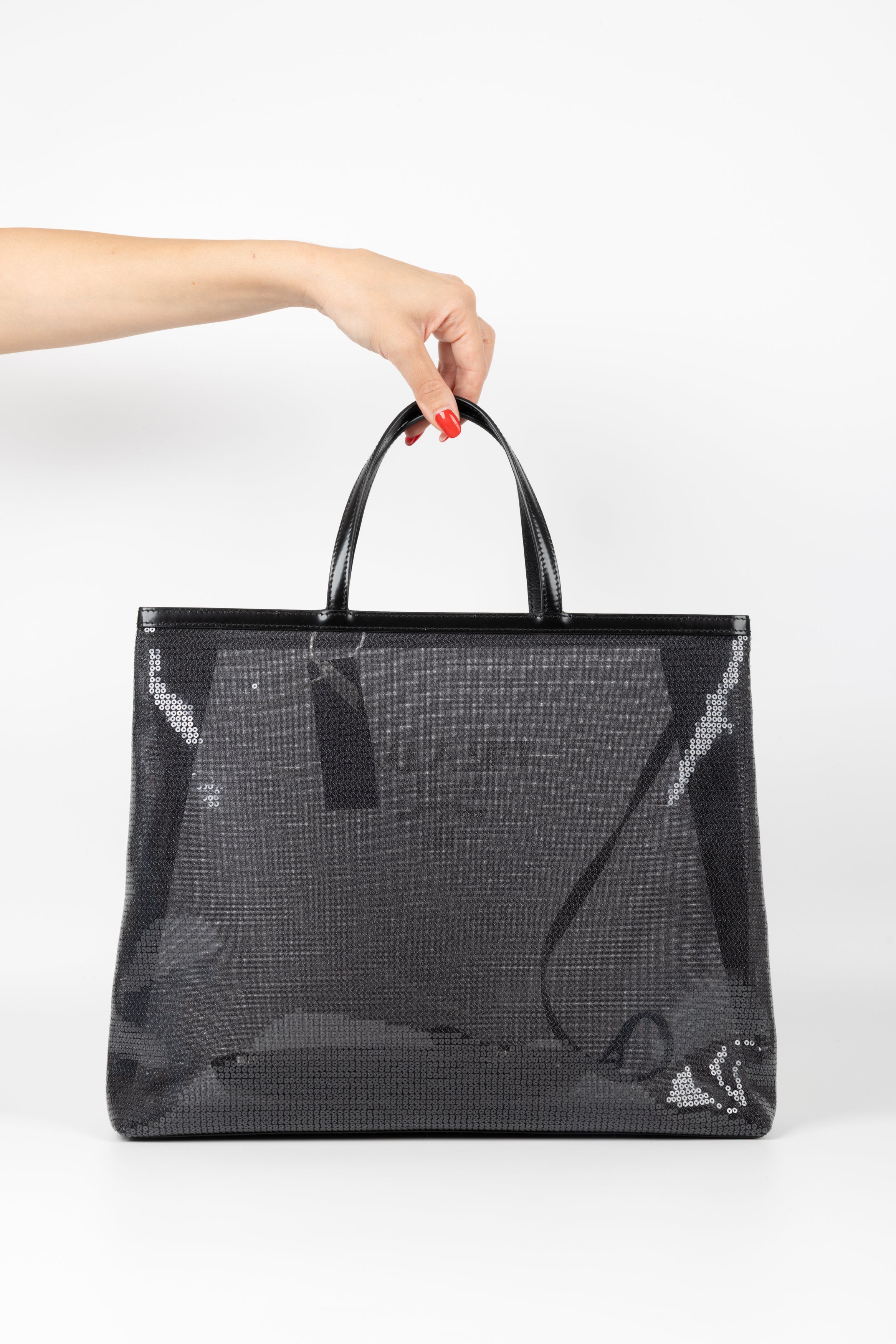 PRADA TOTE BAG PAILLETS NERA