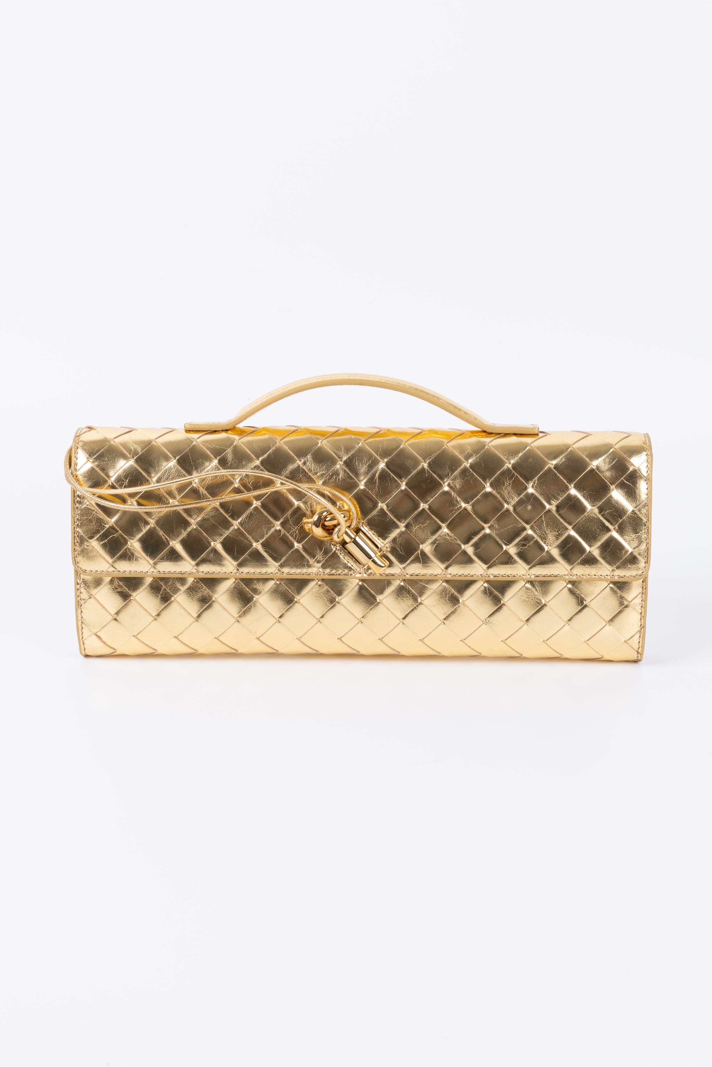 BOTTEGA VENETA ANDIAMO CLUTCH ORO LUCIDA