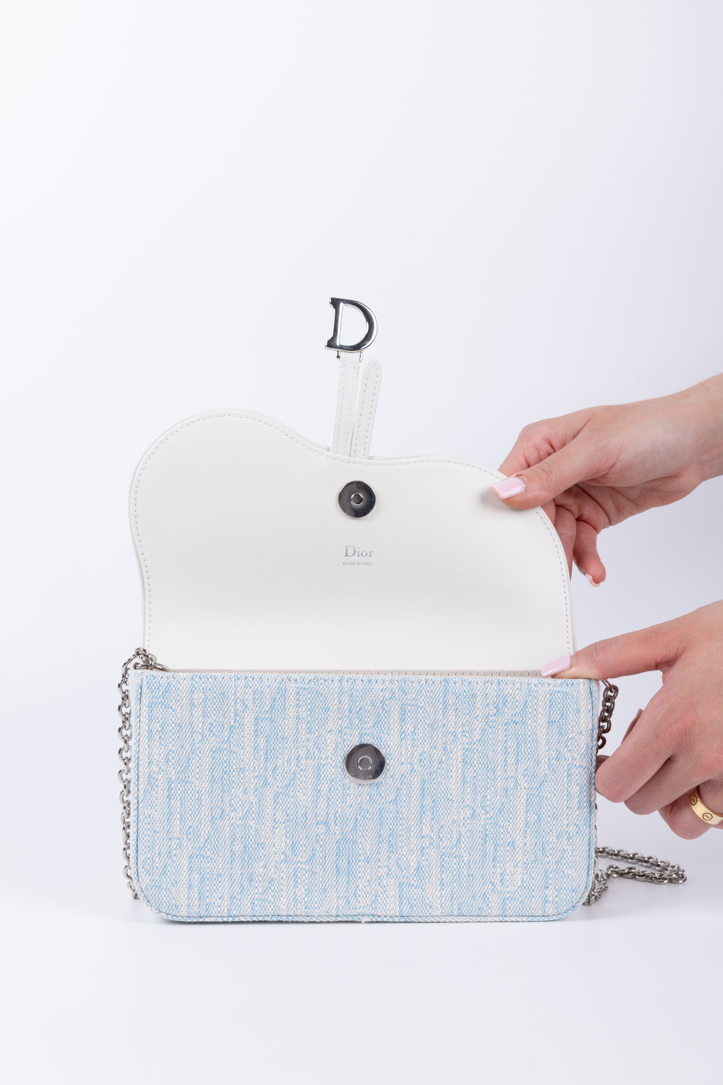 DIOR POCHETTE SADDLE azzurra/ bianca