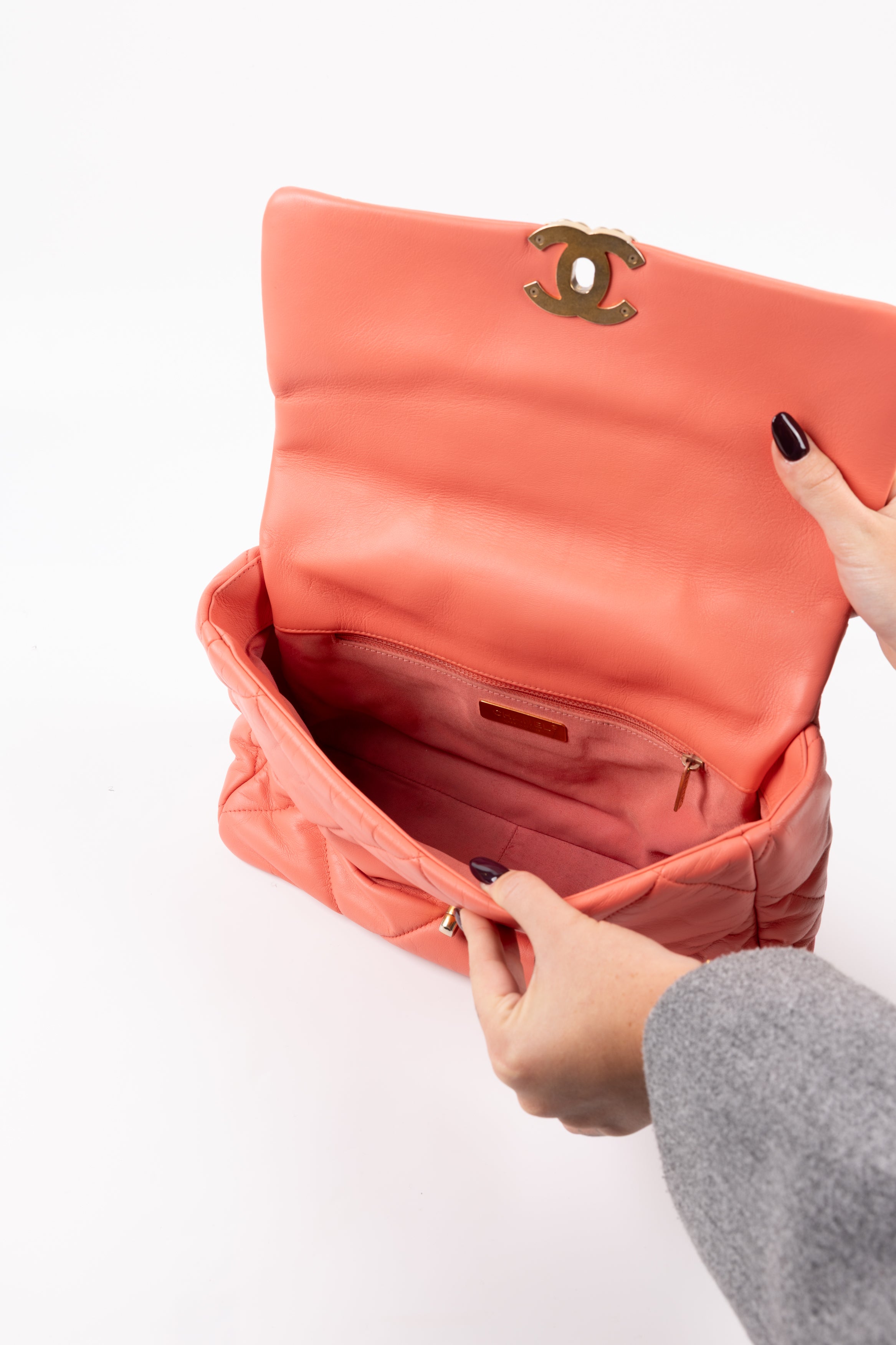 Chanel Grande Goatskin Flap Coral