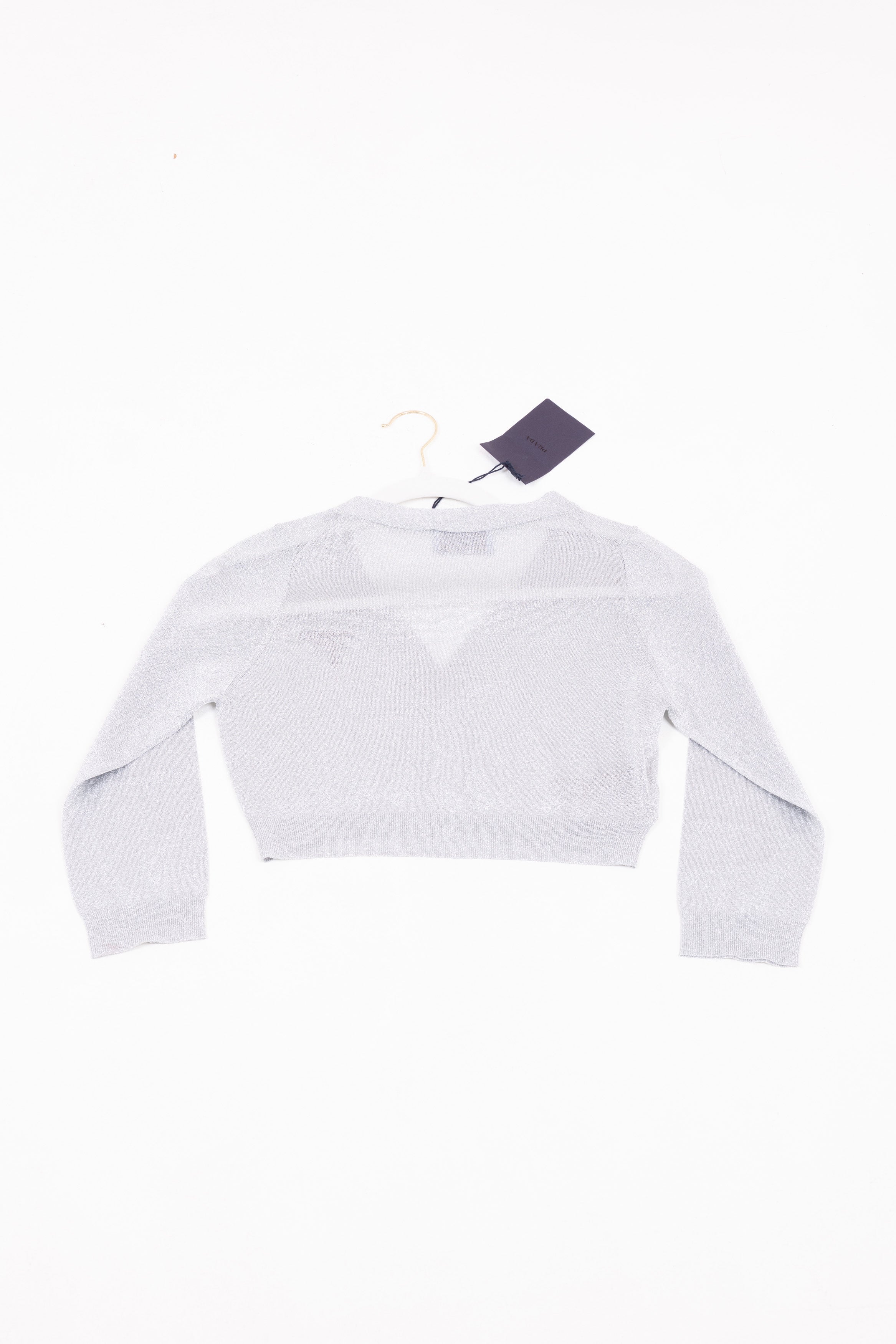 PRADA CARDIGAN ARGENTO LAMINATO
