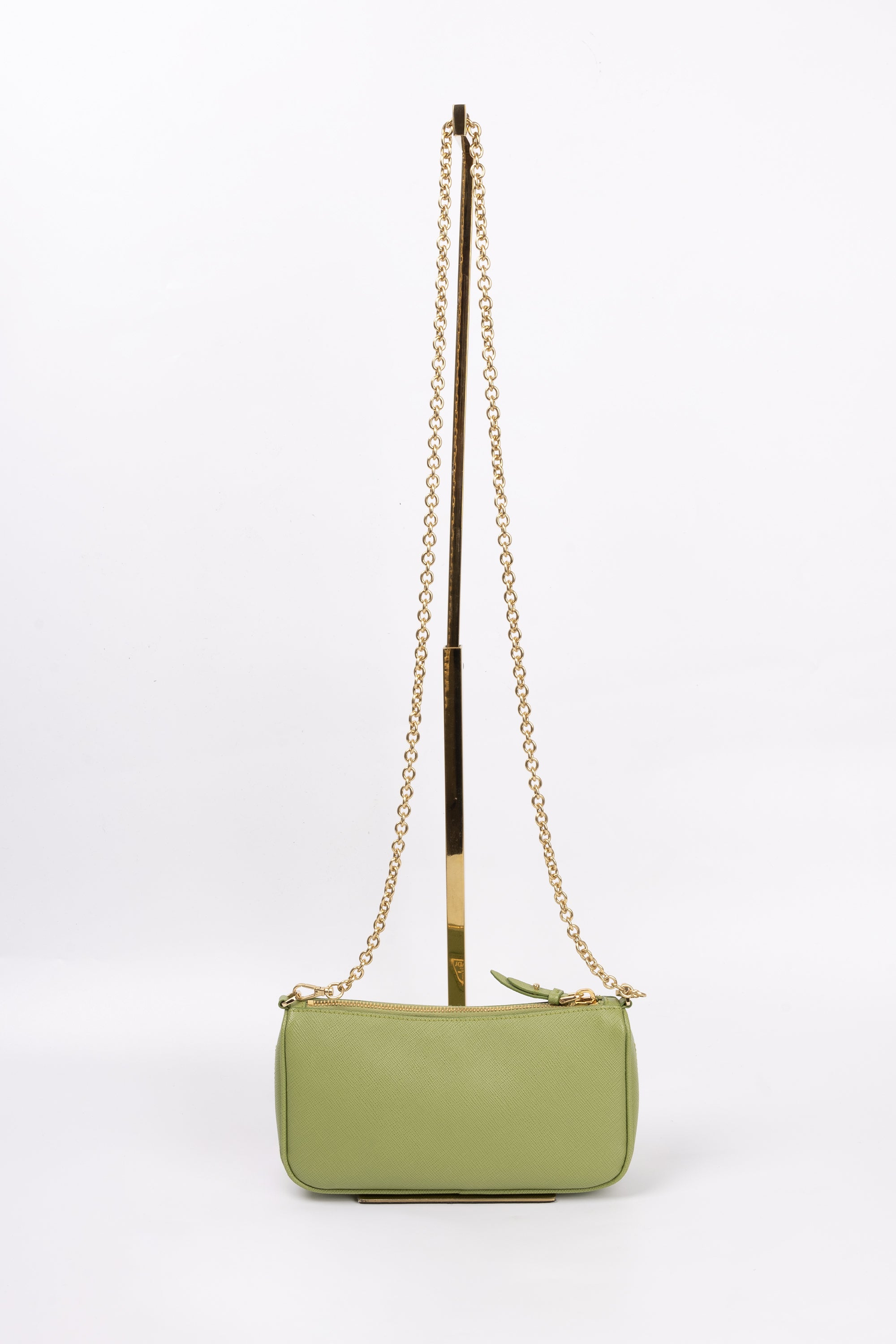 Prada Borsa a spalla in pelle spazzolata verde pistacchio