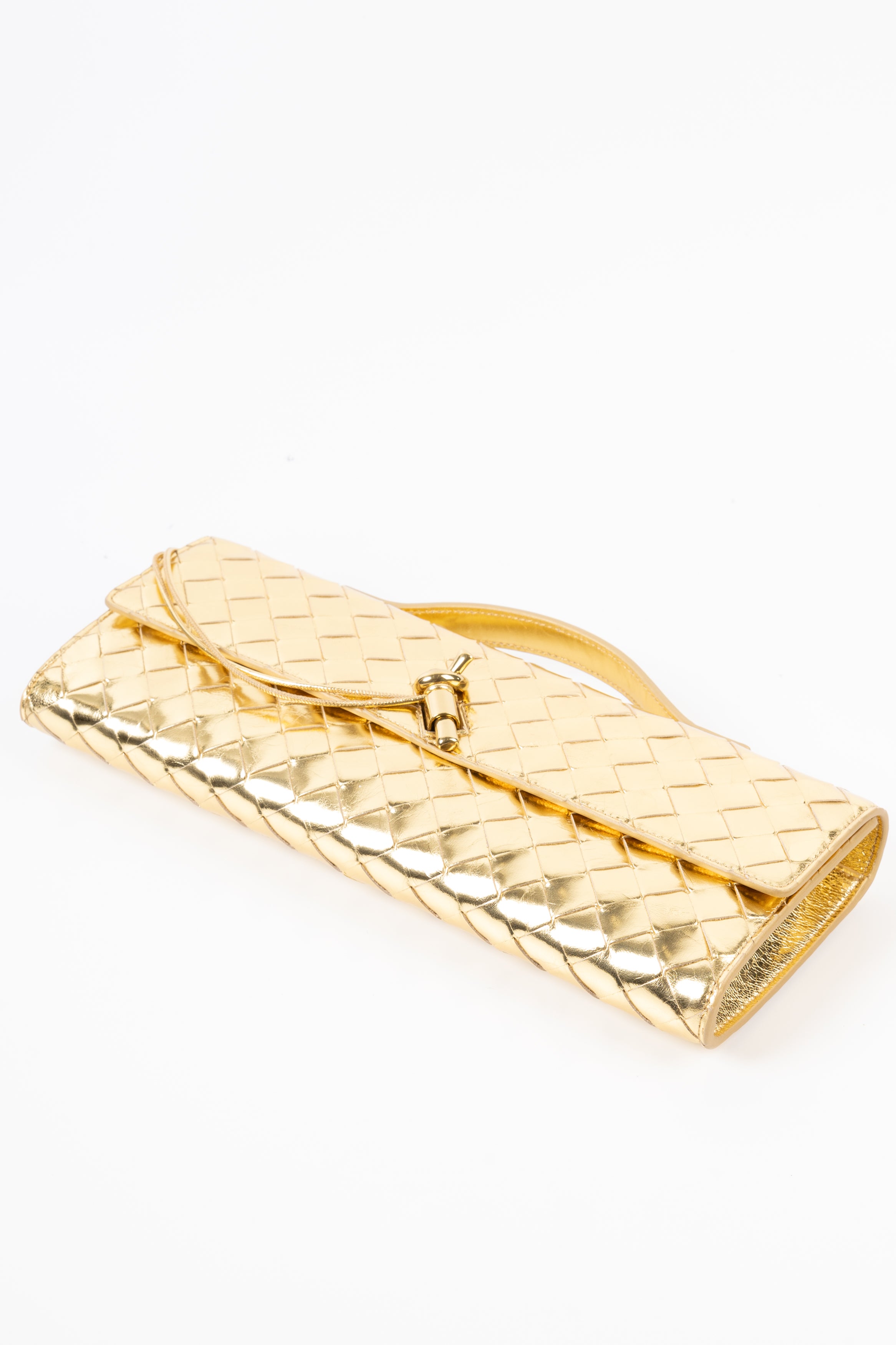 bottega veneta andiamo clutch gold