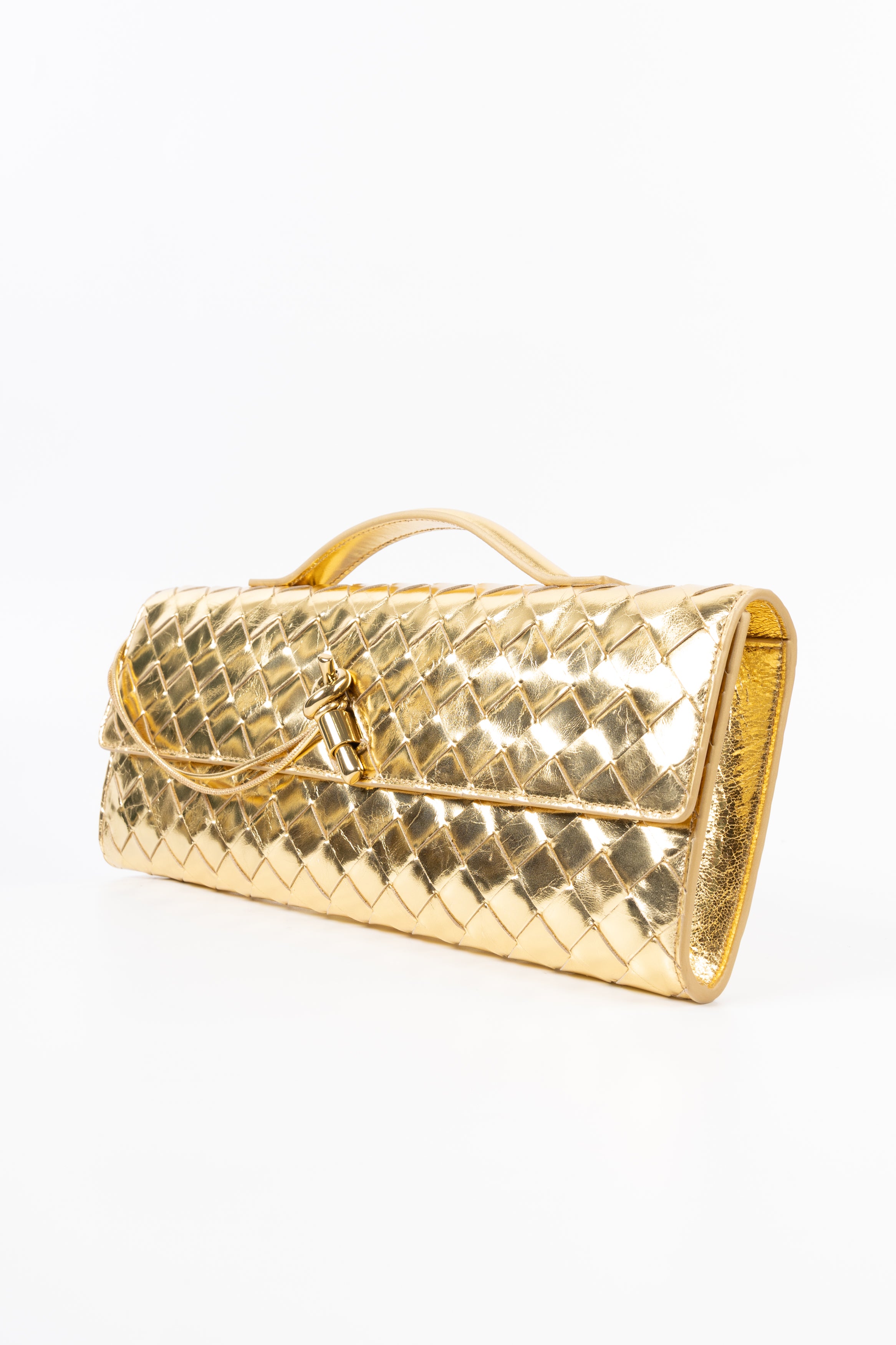 bottega veneta andiamo clutch gold