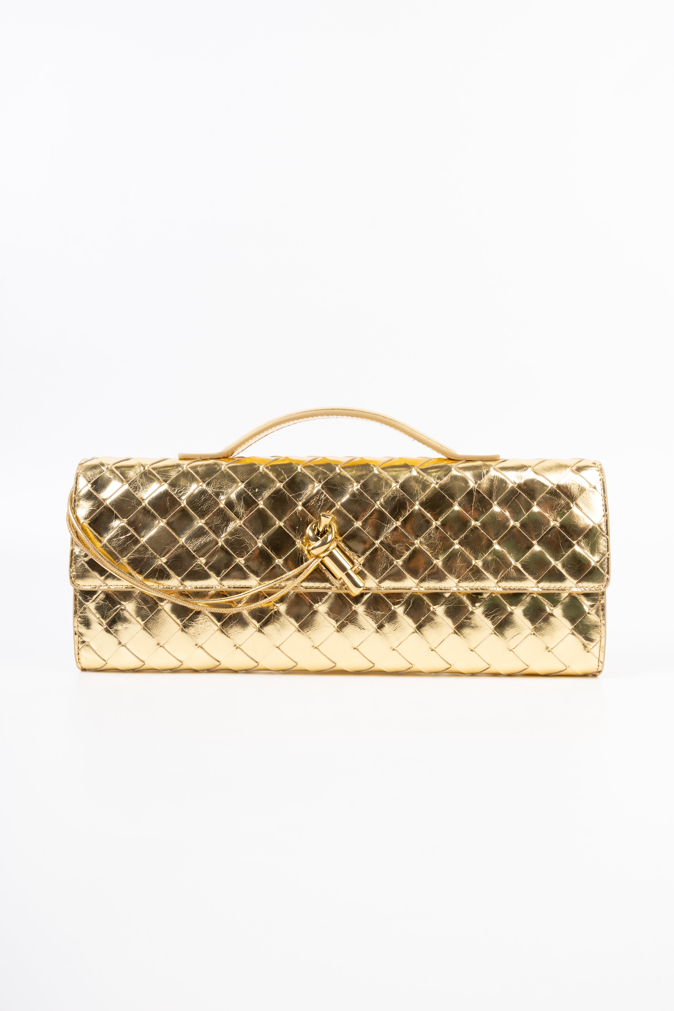 bottega veneta andiamo clutch gold