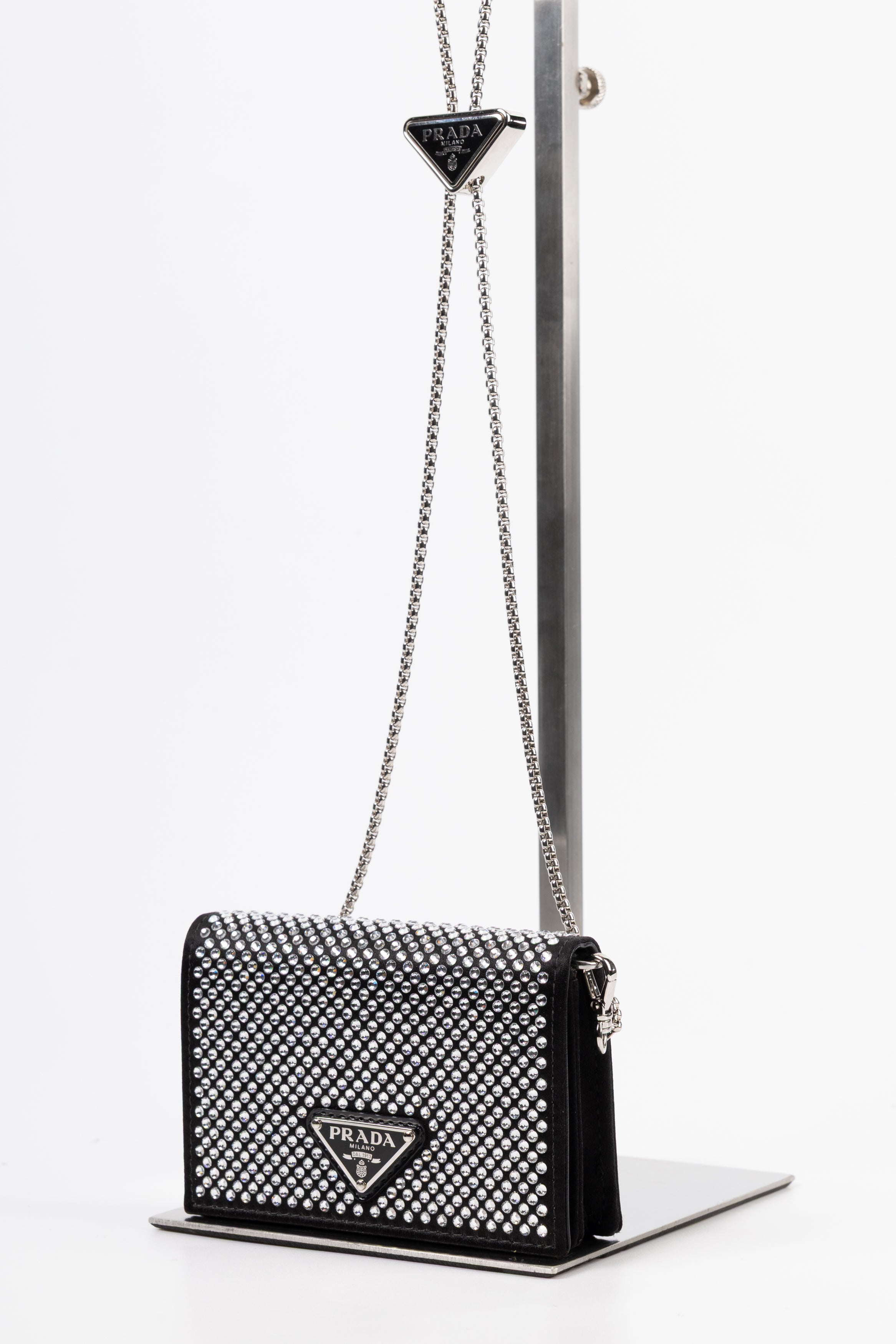prada portacarte con tracolla con brillantini