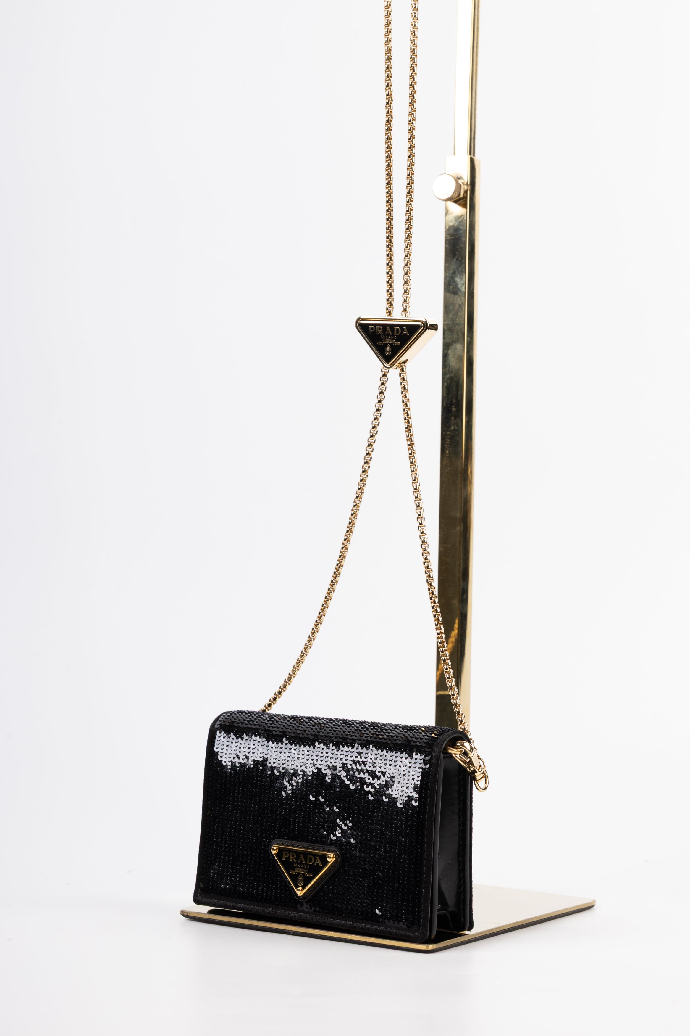 prada portacarte paillettes con tracolla