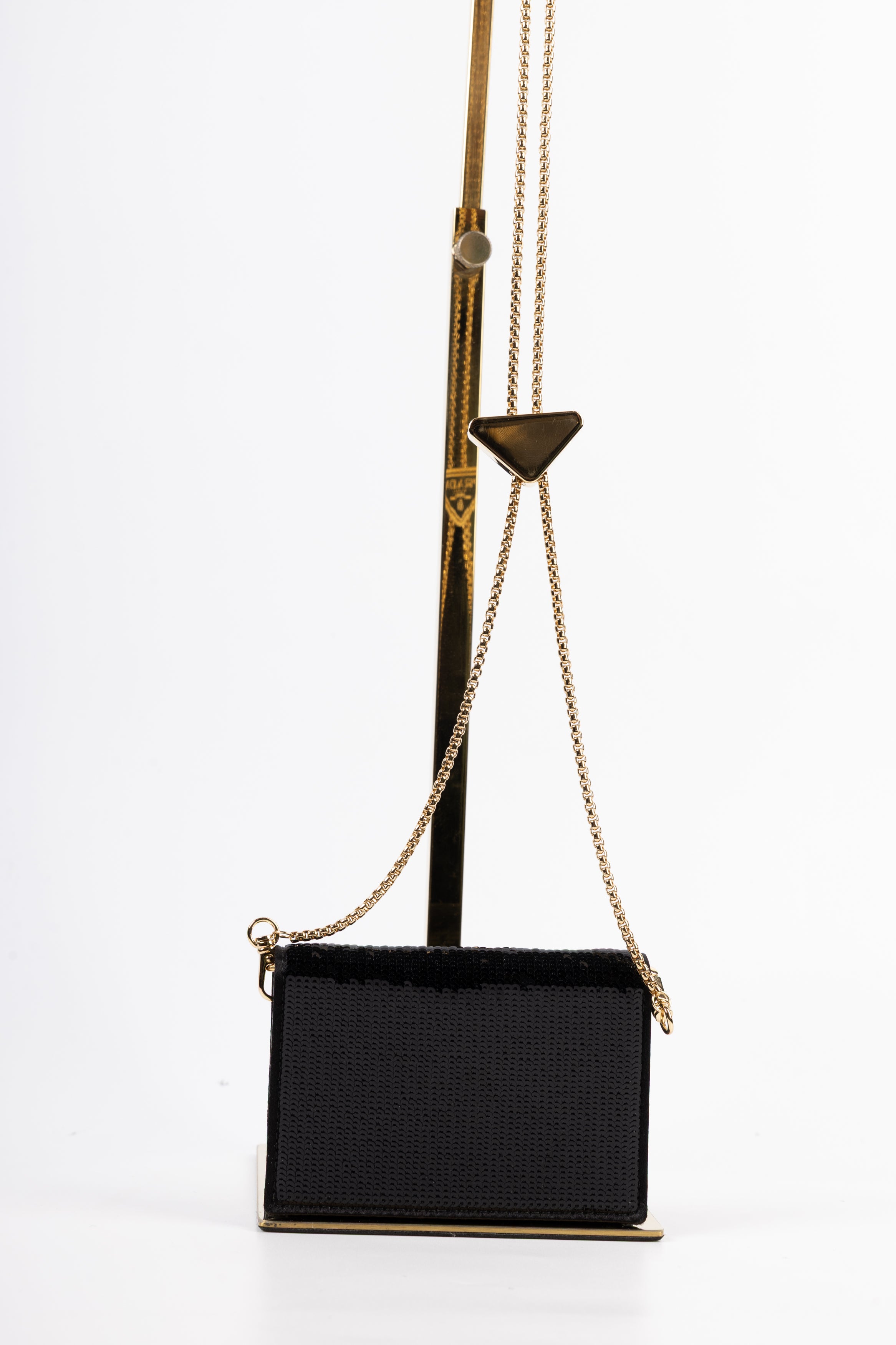 prada portacarte paillettes con tracolla