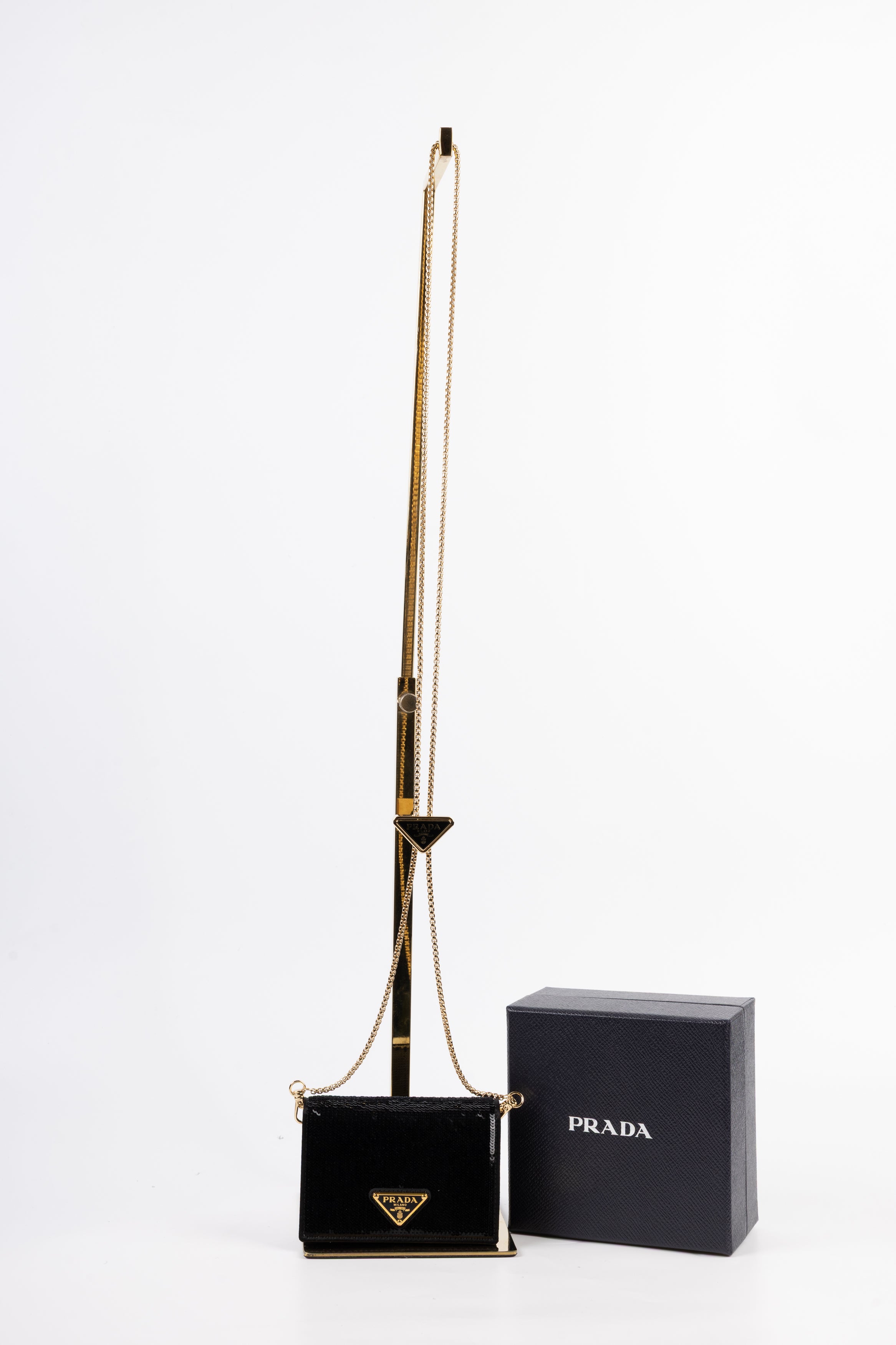 prada portacarte paillettes con tracolla