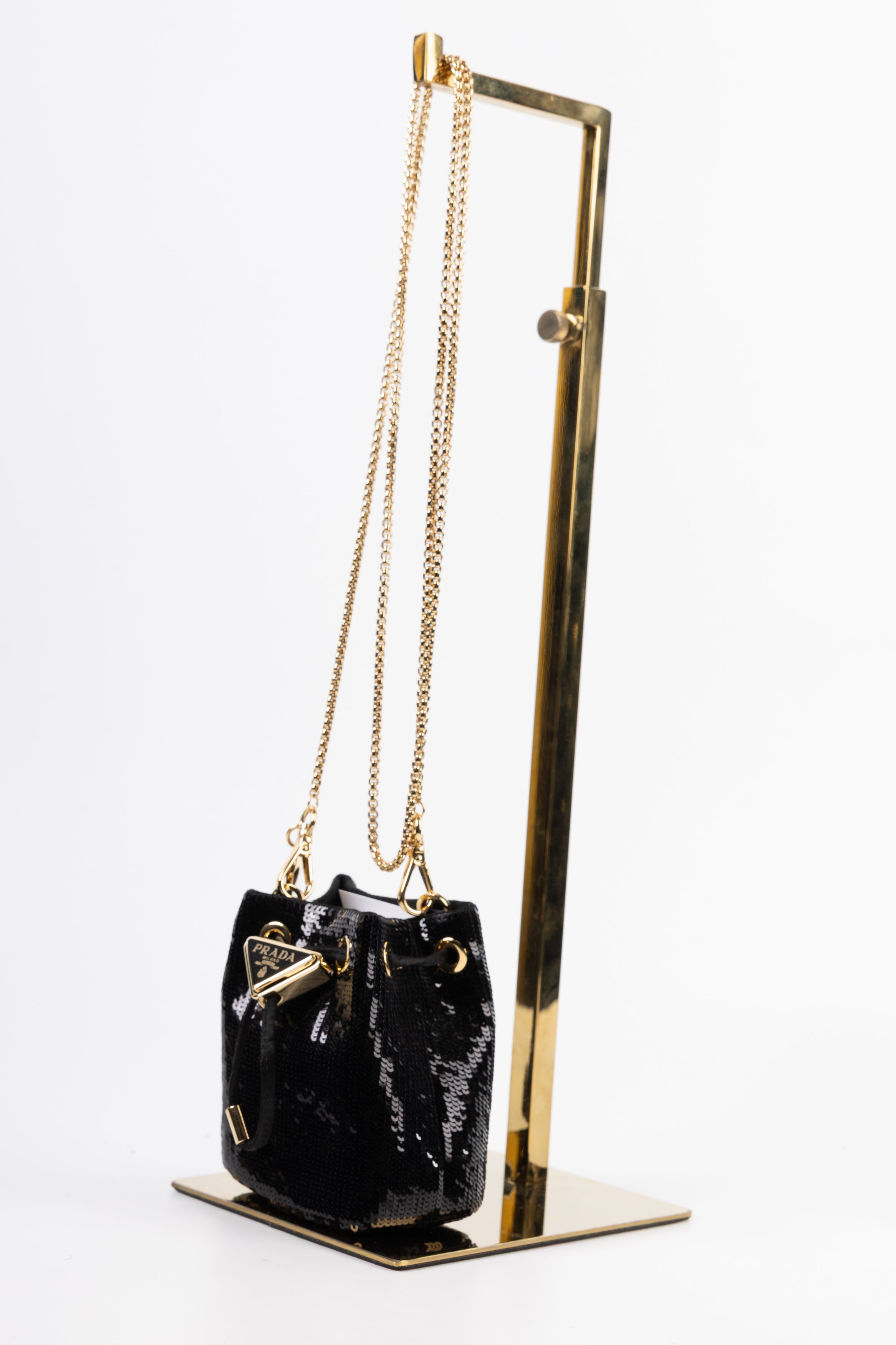 prada secchiello micro pouch con paillettes