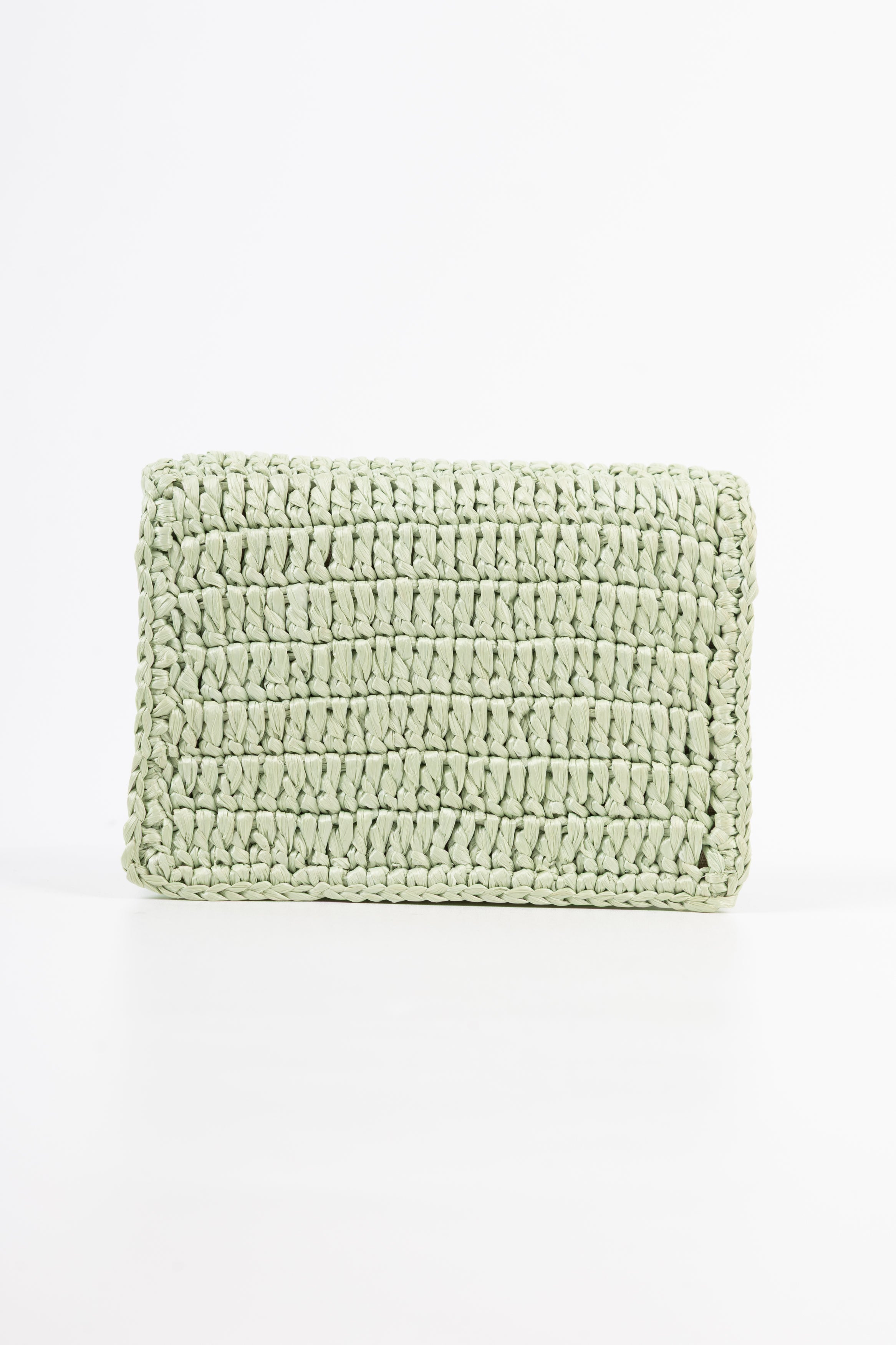 prada portacarte in rafia verde menta con tracolla