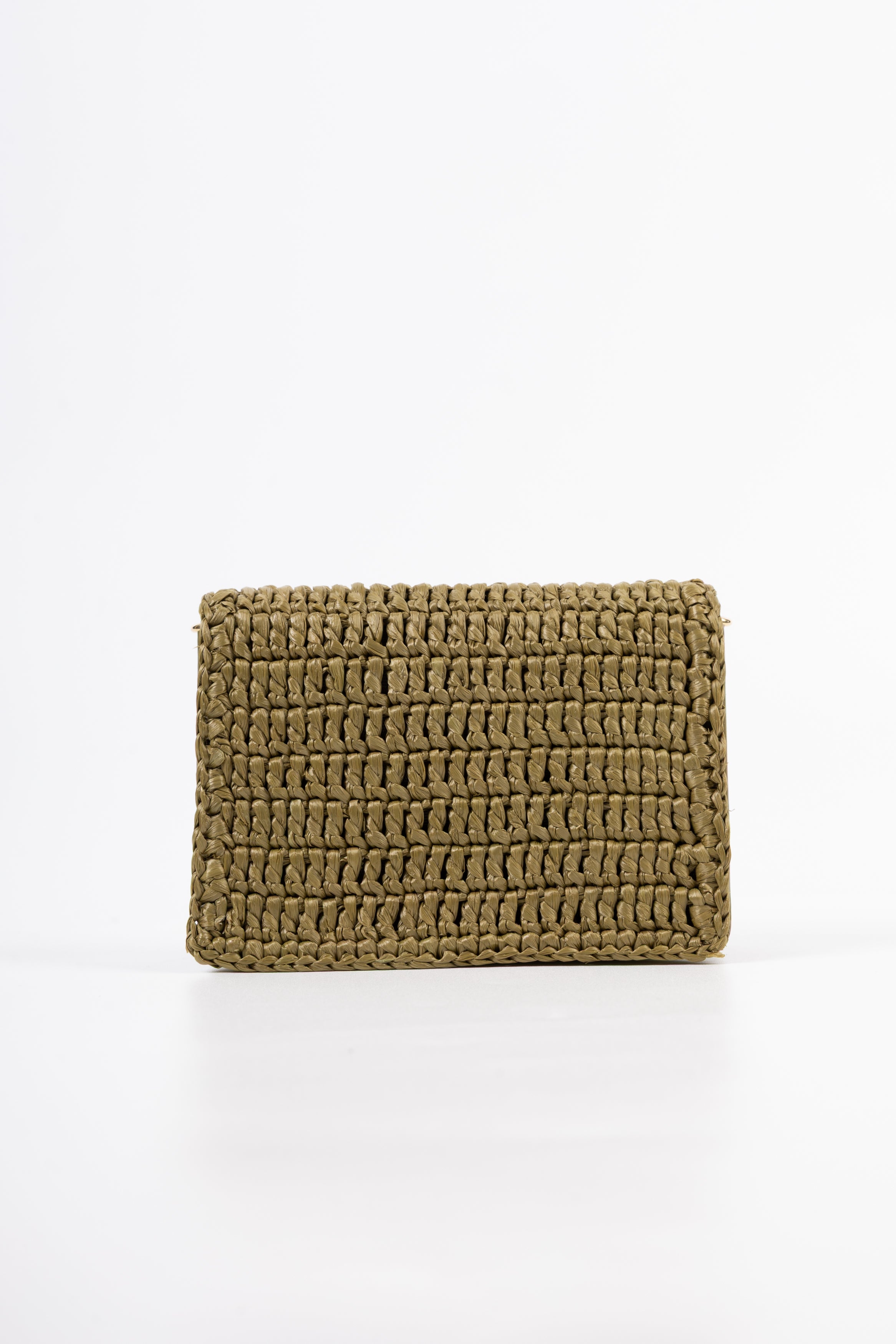 prada portacarte in rafia verde scuro con tracolla