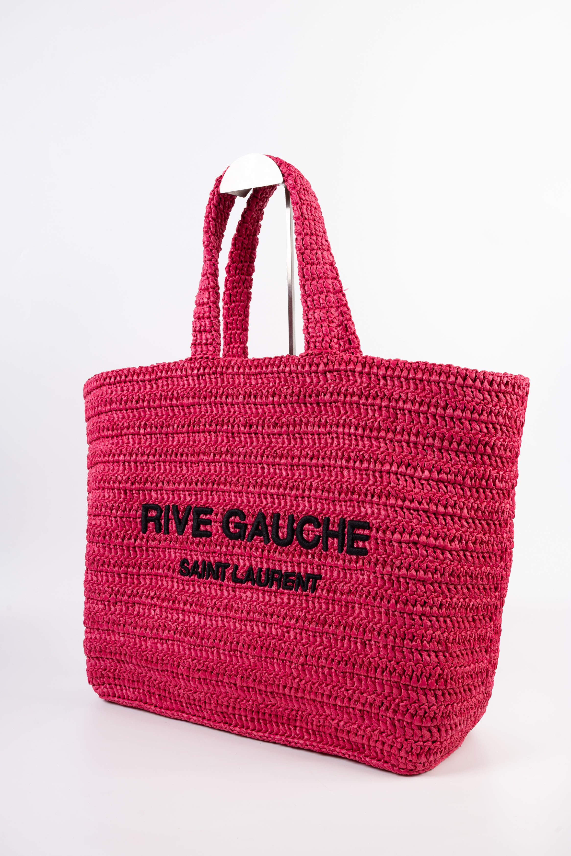 saint laurent rive gauche in rafia fucsia