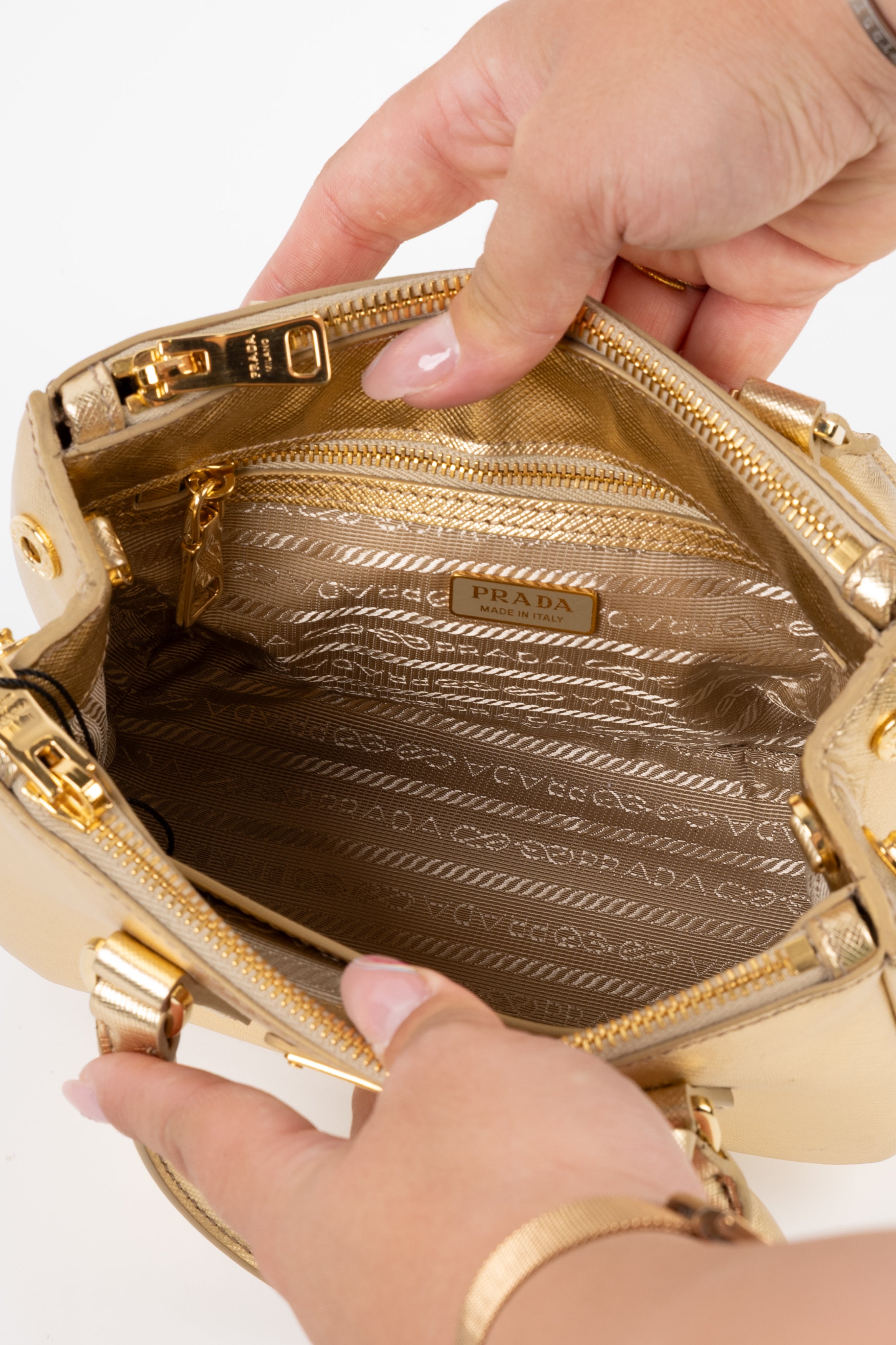 Prada galleria mini gold