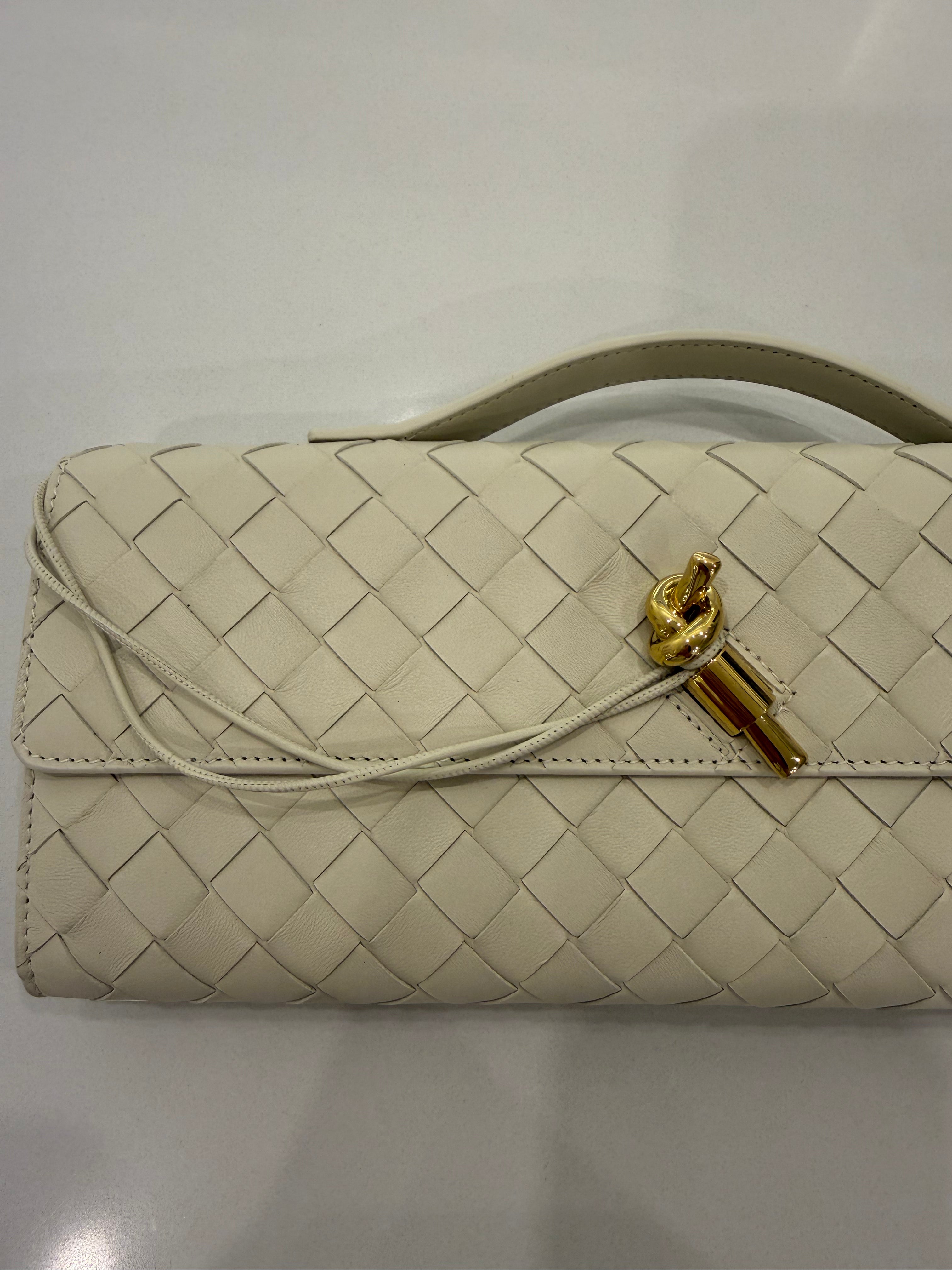 BOTTEGA VENETA ANDIAMO CLUTCH SEA SALT