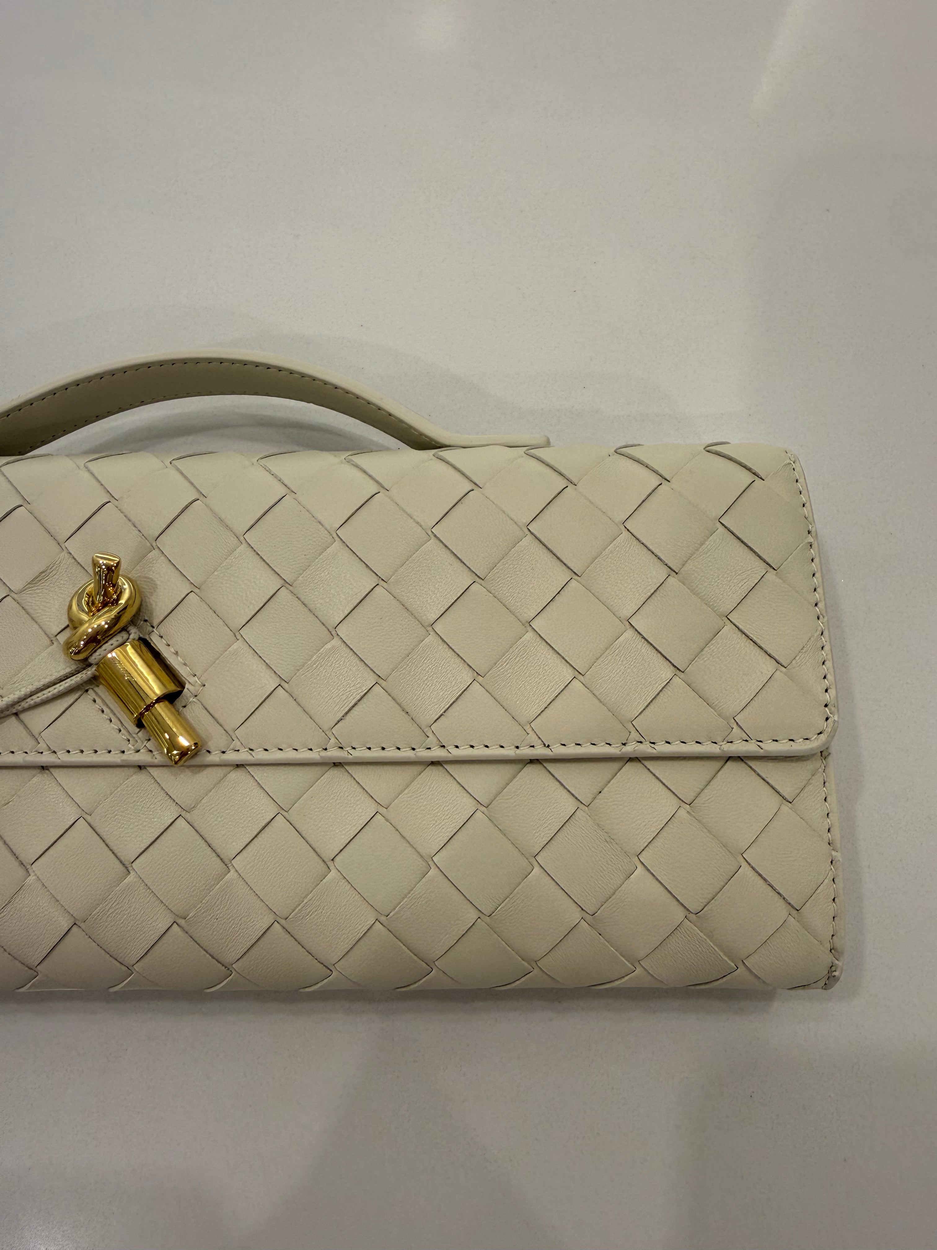 BOTTEGA VENETA ANDIAMO CLUTCH SEA SALT