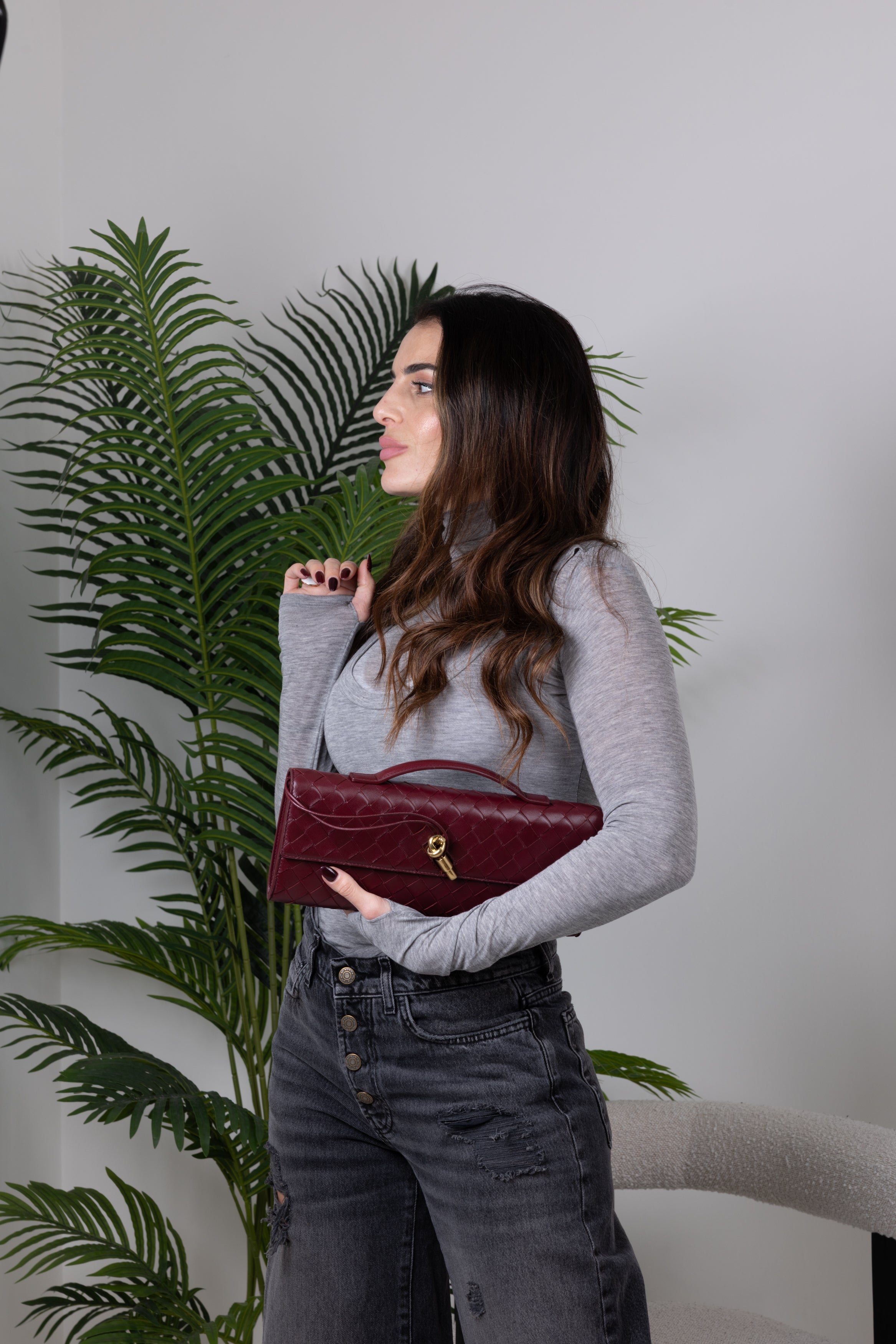 BOTTEGA VENETA ANDIAMO CLUTCH BAROLO
