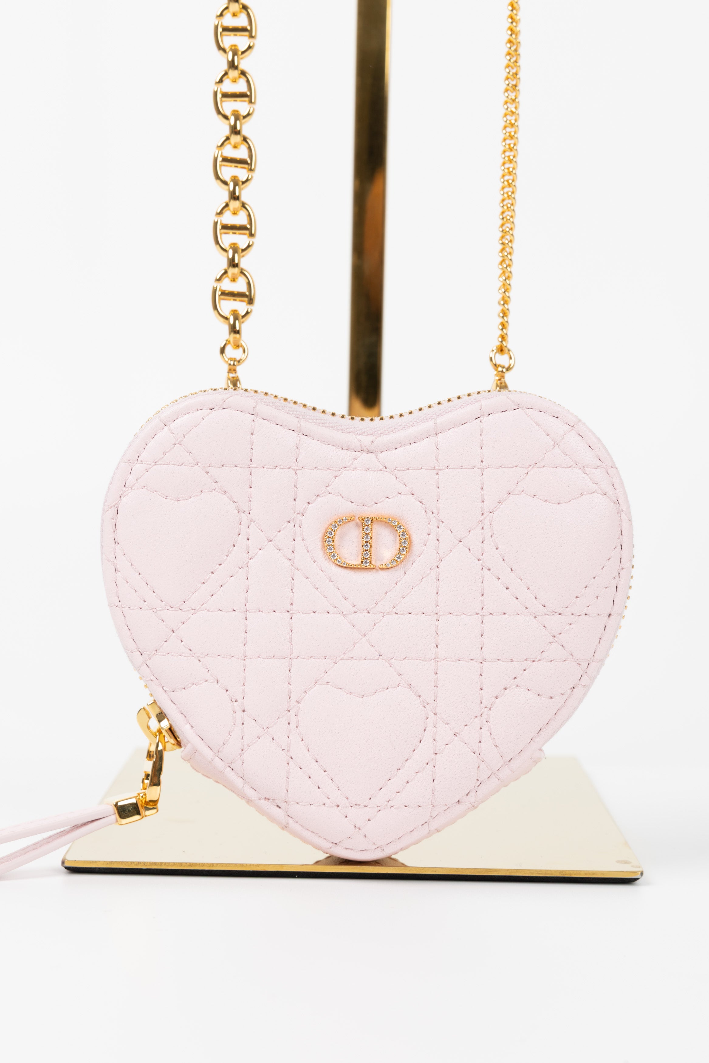 DIOR MICRO CUORE CON CATENA ROSA MACARON