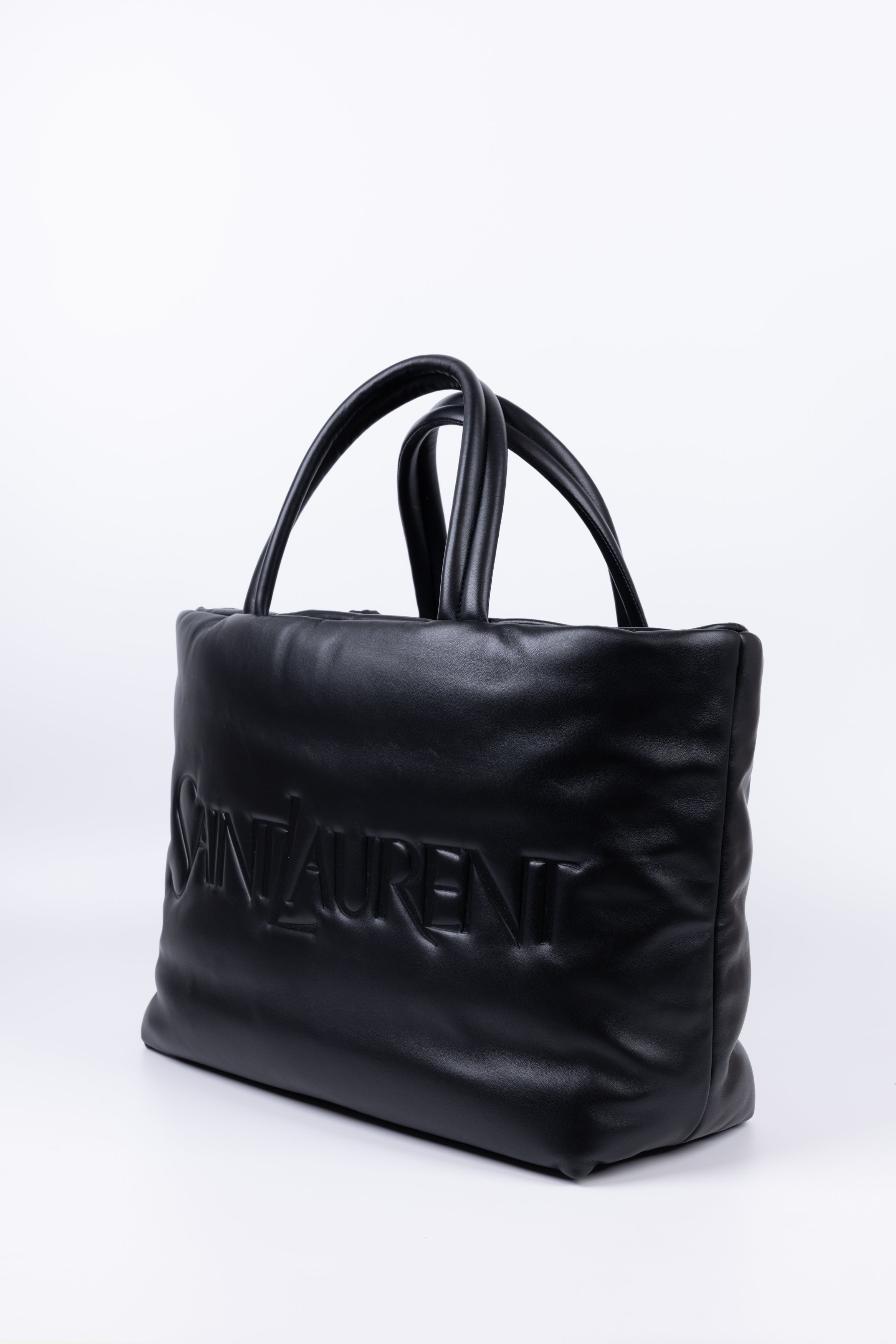 SAINT LAURENT TOTE BAG PUFFER BLACK