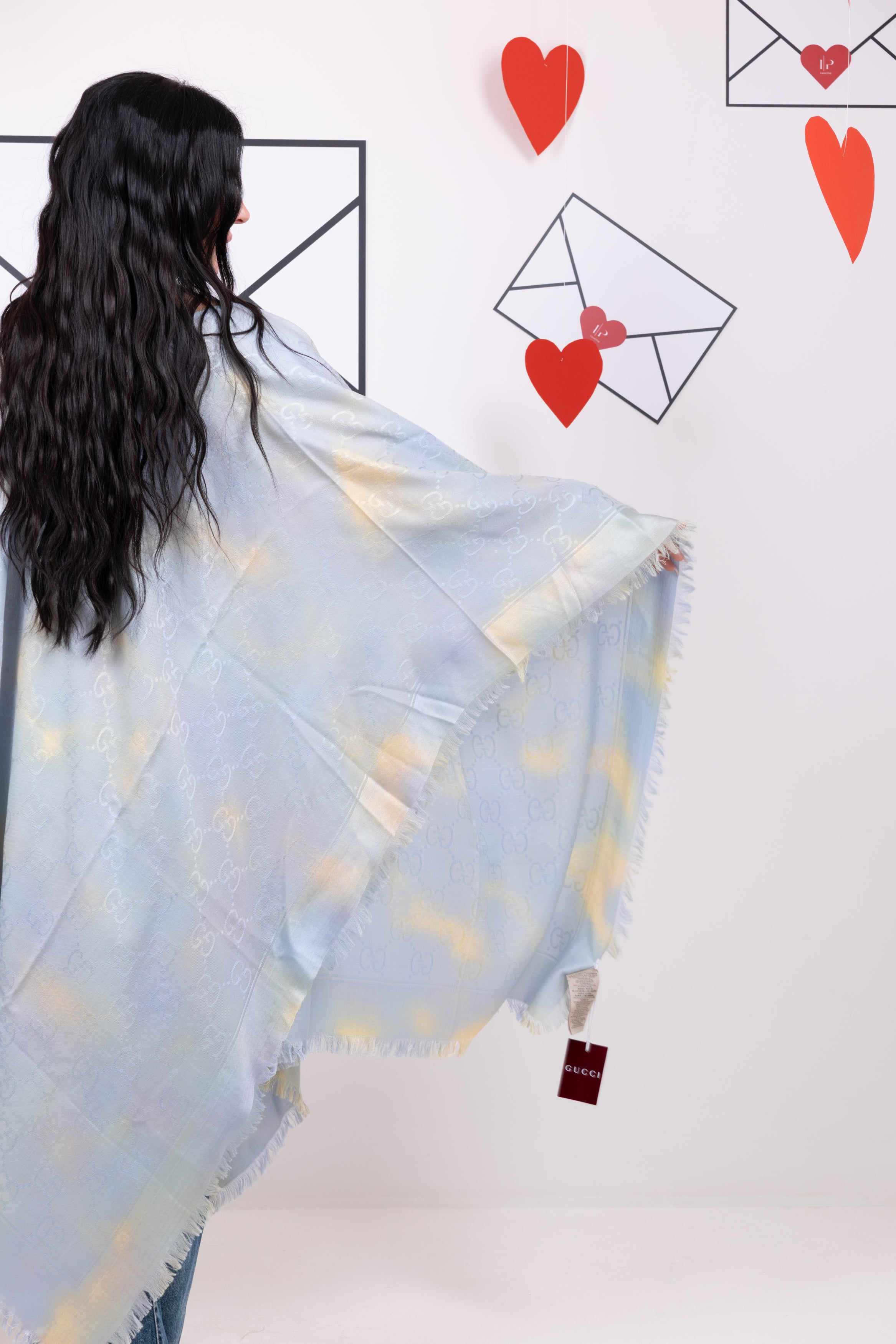 Gucci Poncho/mantella azzurra con sfumature