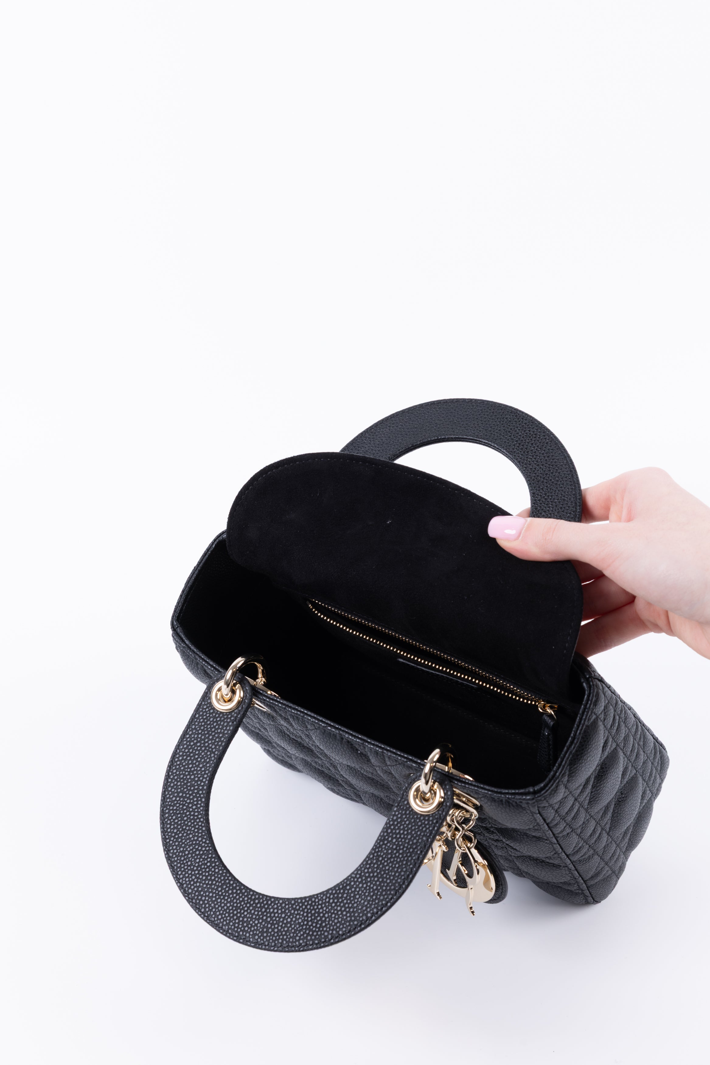 LADY DIOR SMALL IN PELLE CAVIAR NERA