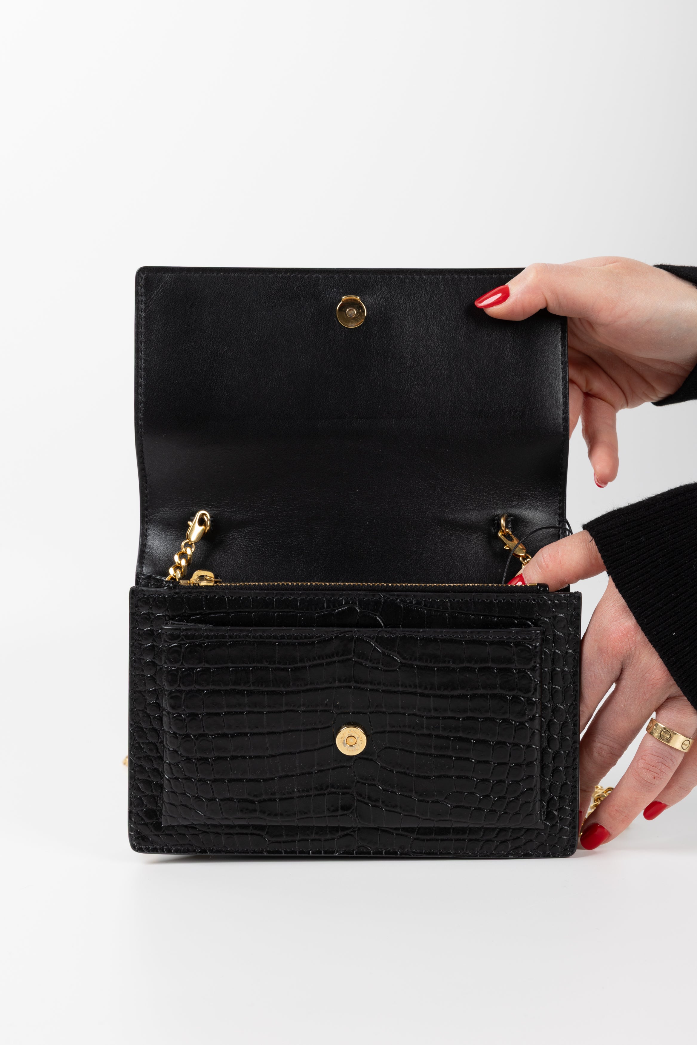 SAINT LAURENT SUNSET NERA IN STAMPA COCCO