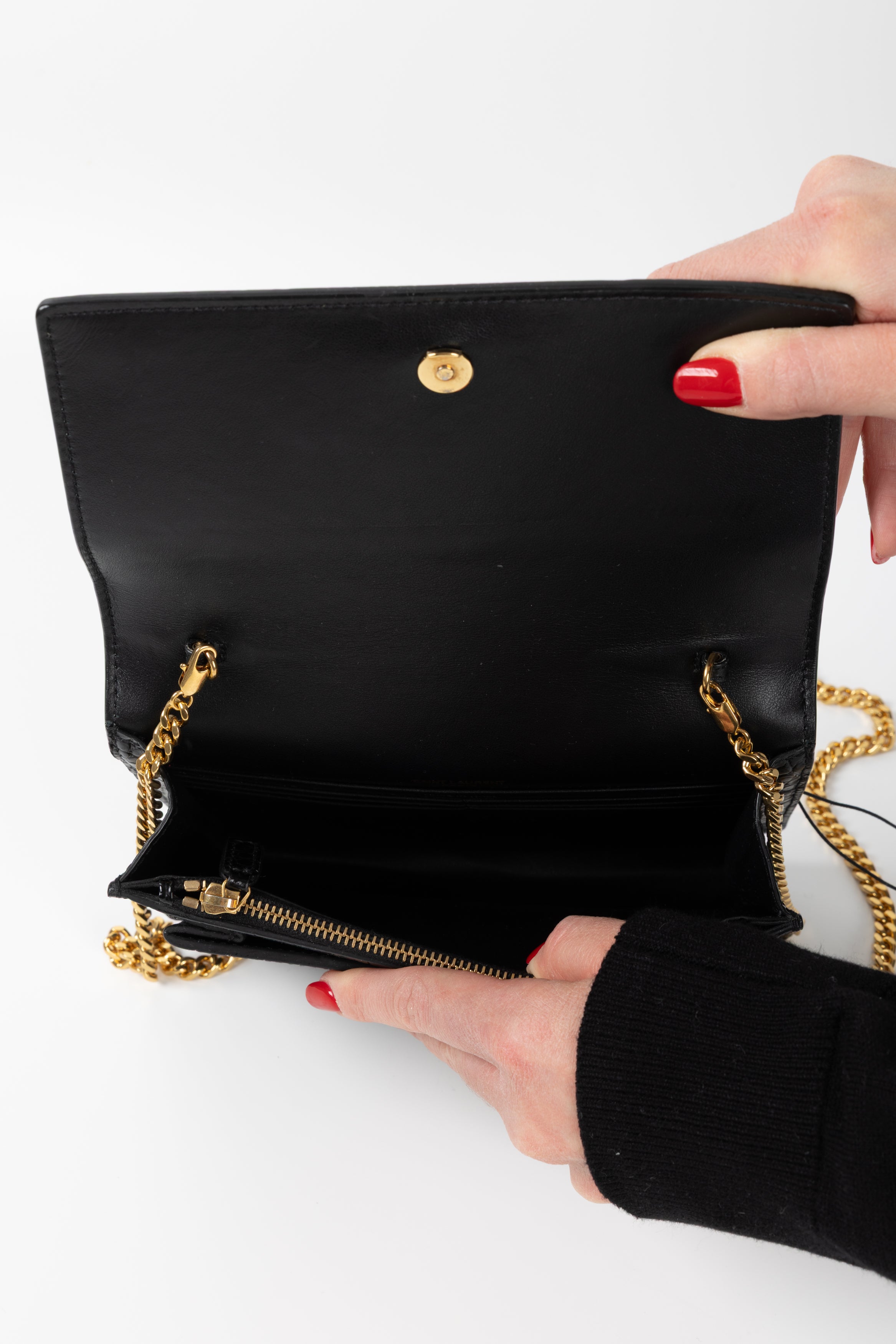 SAINT LAURENT SUNSET NERA IN STAMPA COCCO