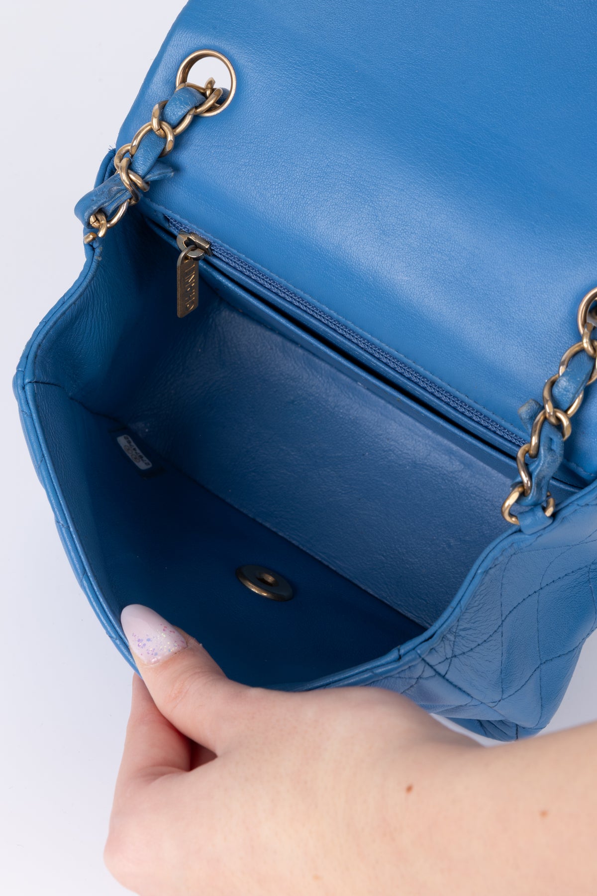CHANEL MINI SQUARE BLU