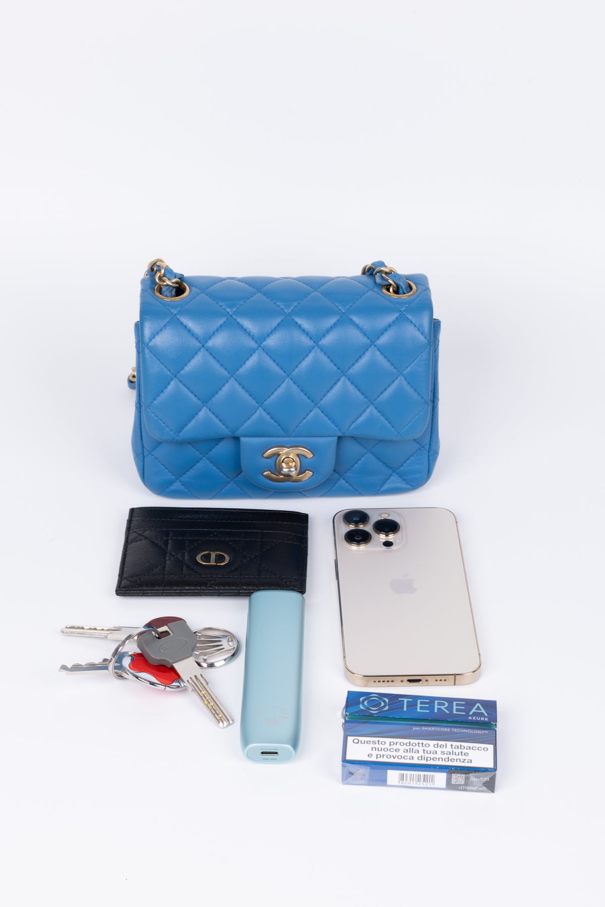CHANEL MINI SQUARE BLU