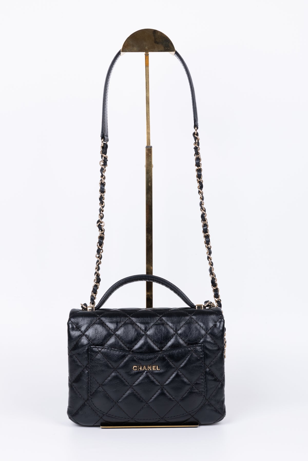 CHANEL TOP HANDLE CRUMPLED CALFSKIN