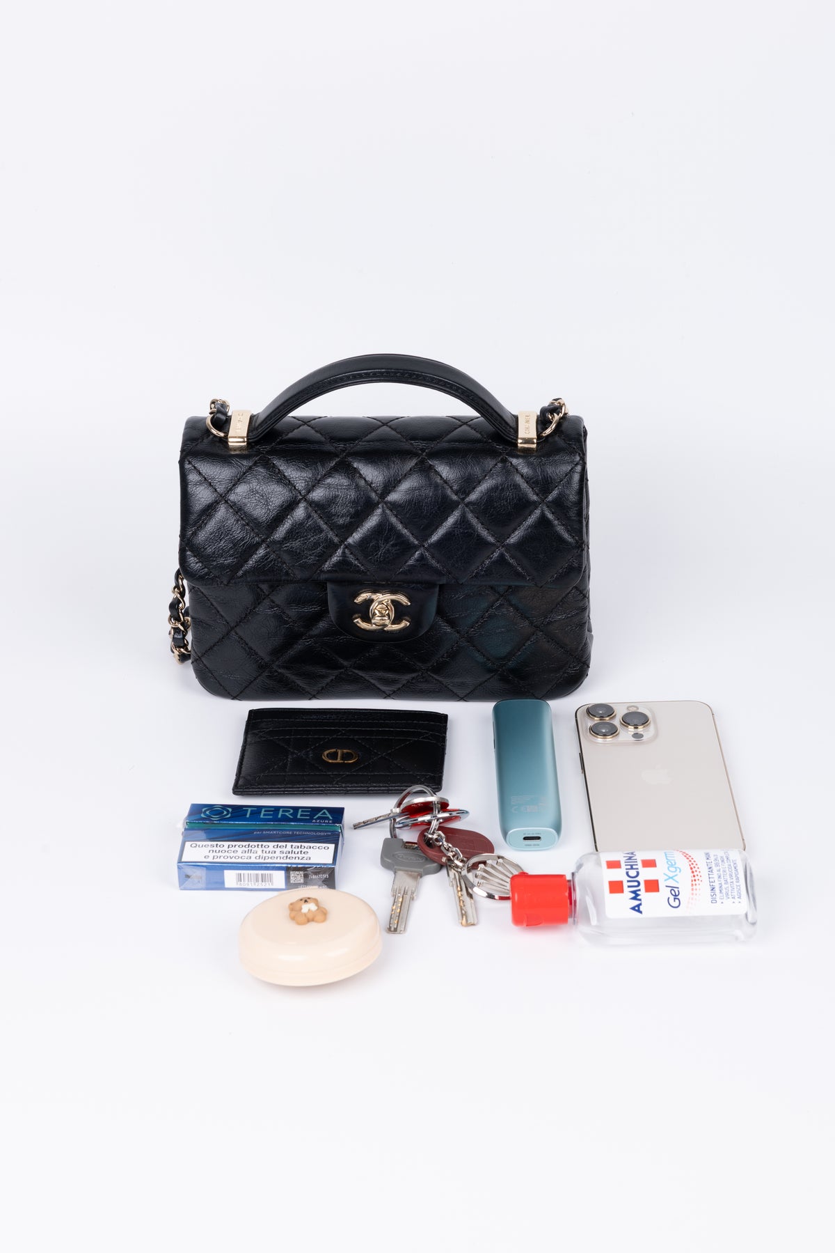 CHANEL TOP HANDLE CRUMPLED CALFSKIN